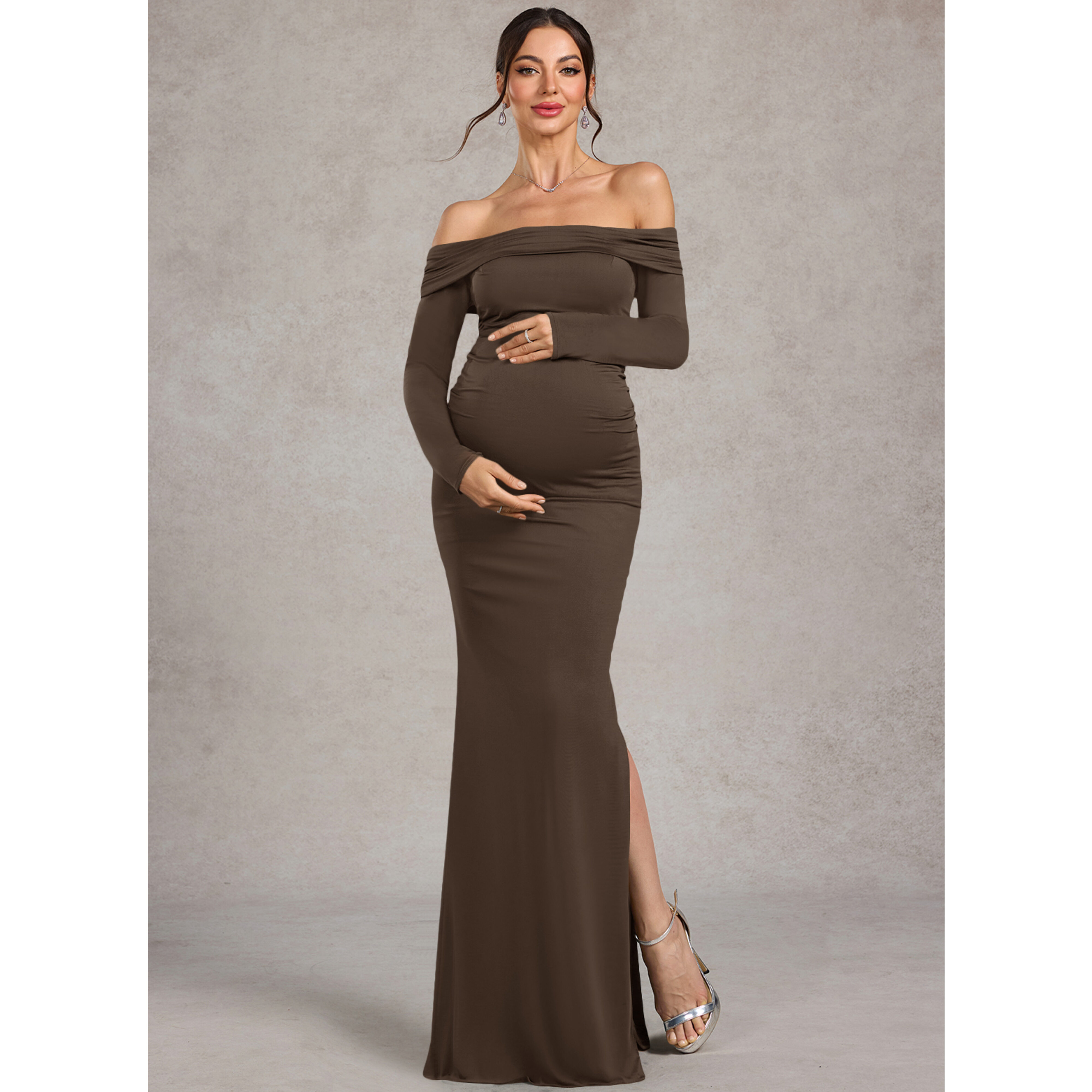 ikea hemnes dresser medium brown Angel Maternity Cara Maternity Maxi Dress In Black Polka Dots