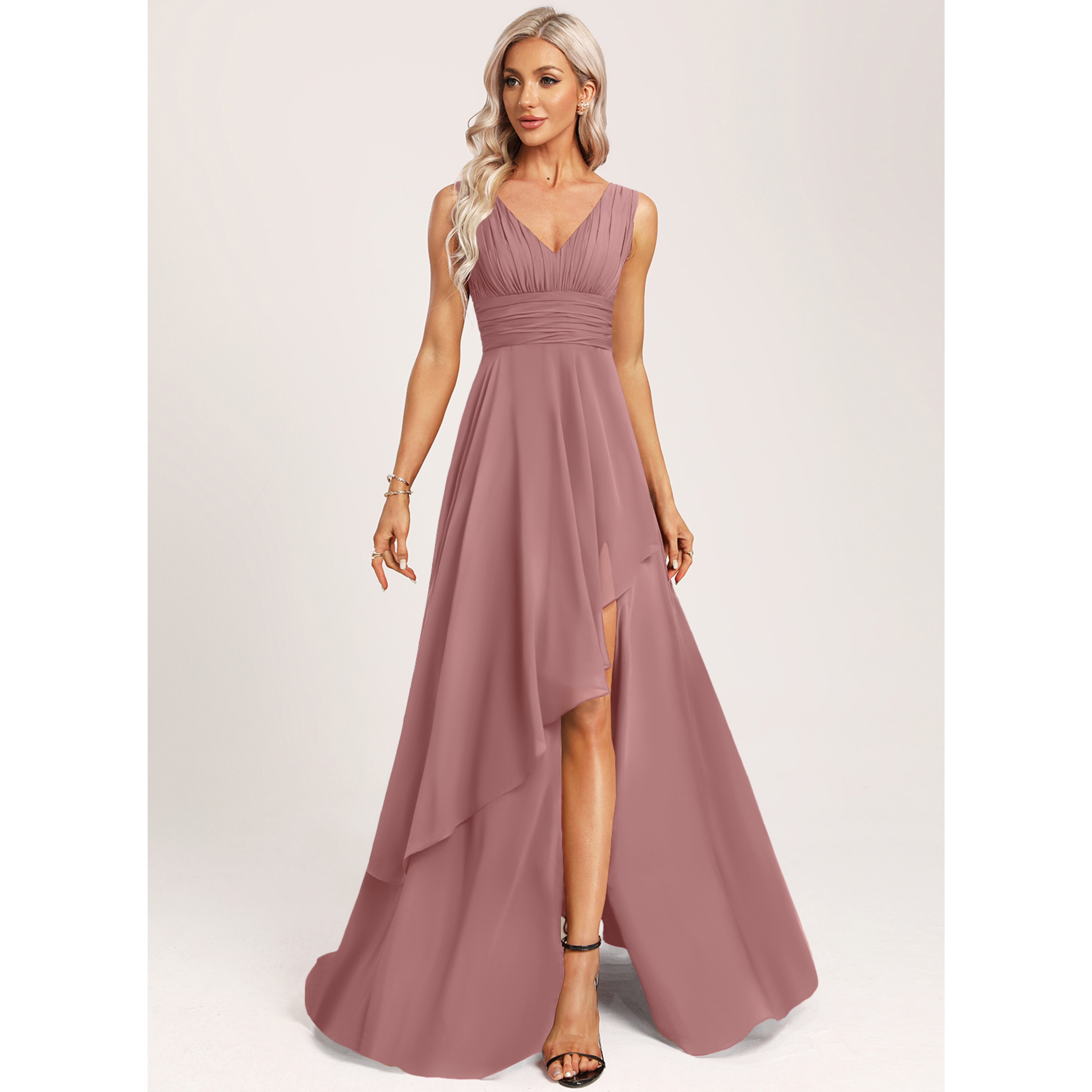 Oneika A-line Ruffle Chiffon Bridesmaid Dress | JJ's House