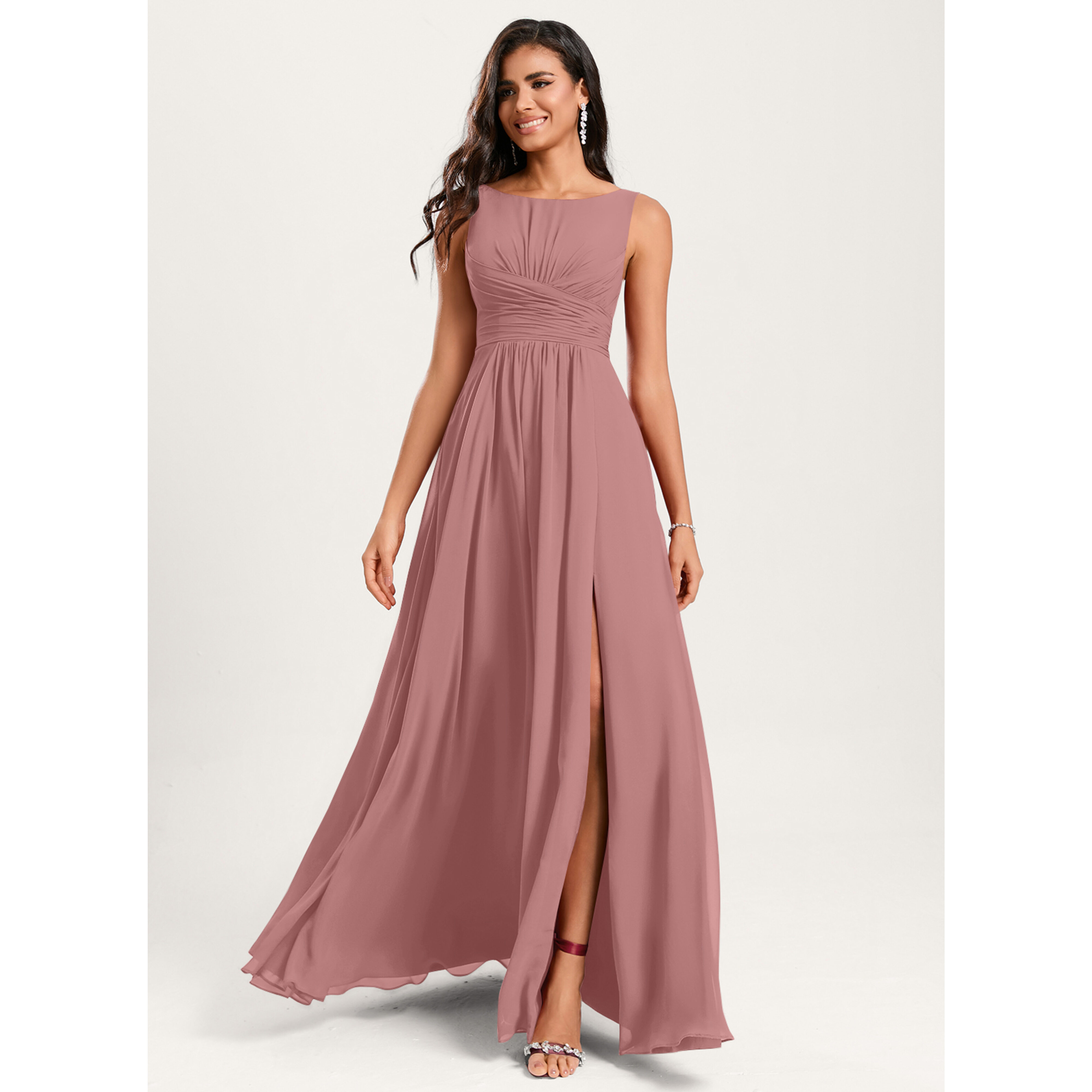 slim fit dress slacks Sadie Spaghetti Strap Fitted Bridesmaid Dress main image 1