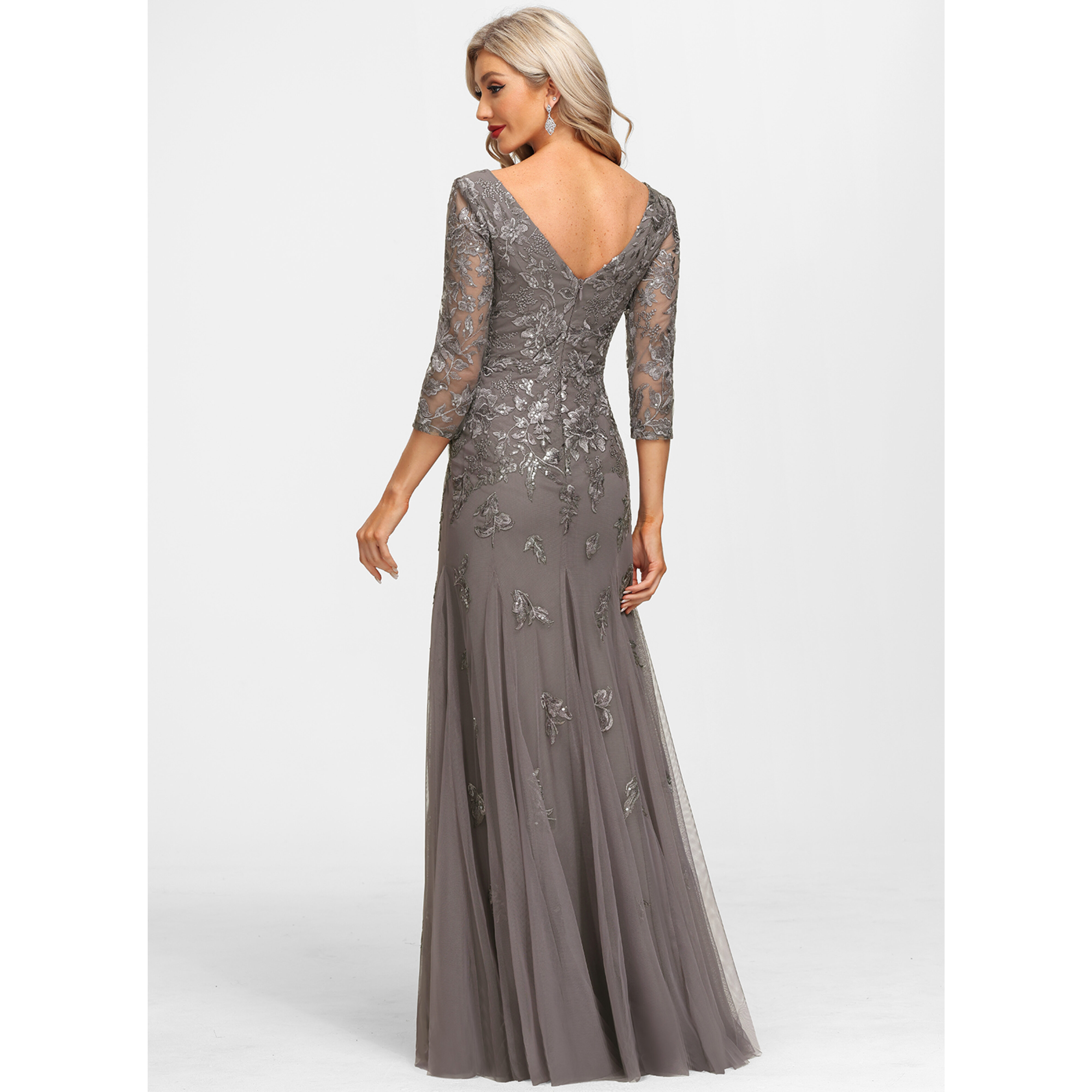 〈試着のみ〉YILON MADE Sidelace piony tops グレー Oine Lace Maxi Evening Dress | JJ's House