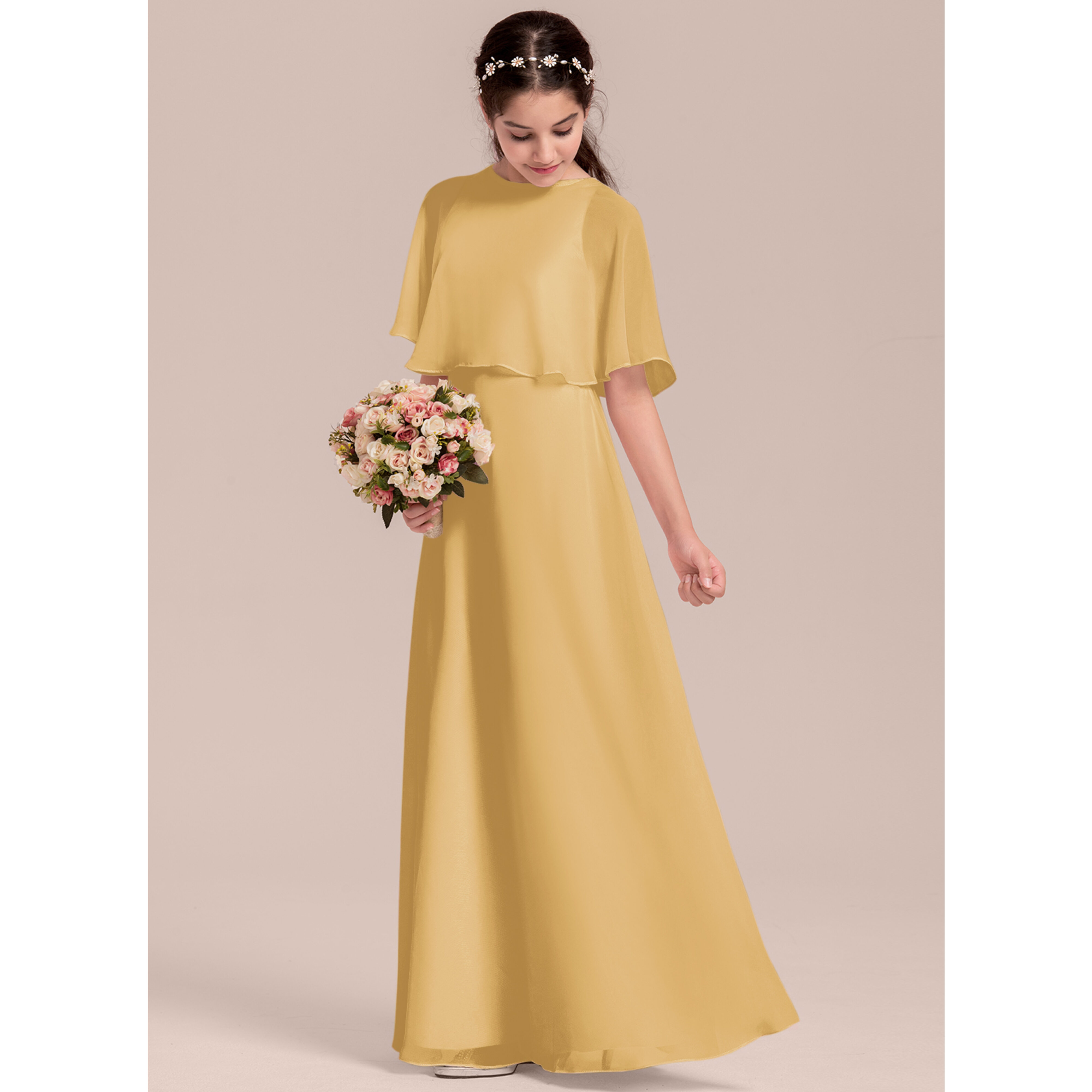 JJ's House A-line Scoop Floor-Length Chiffon Junior Bridesmaid Dress 2026