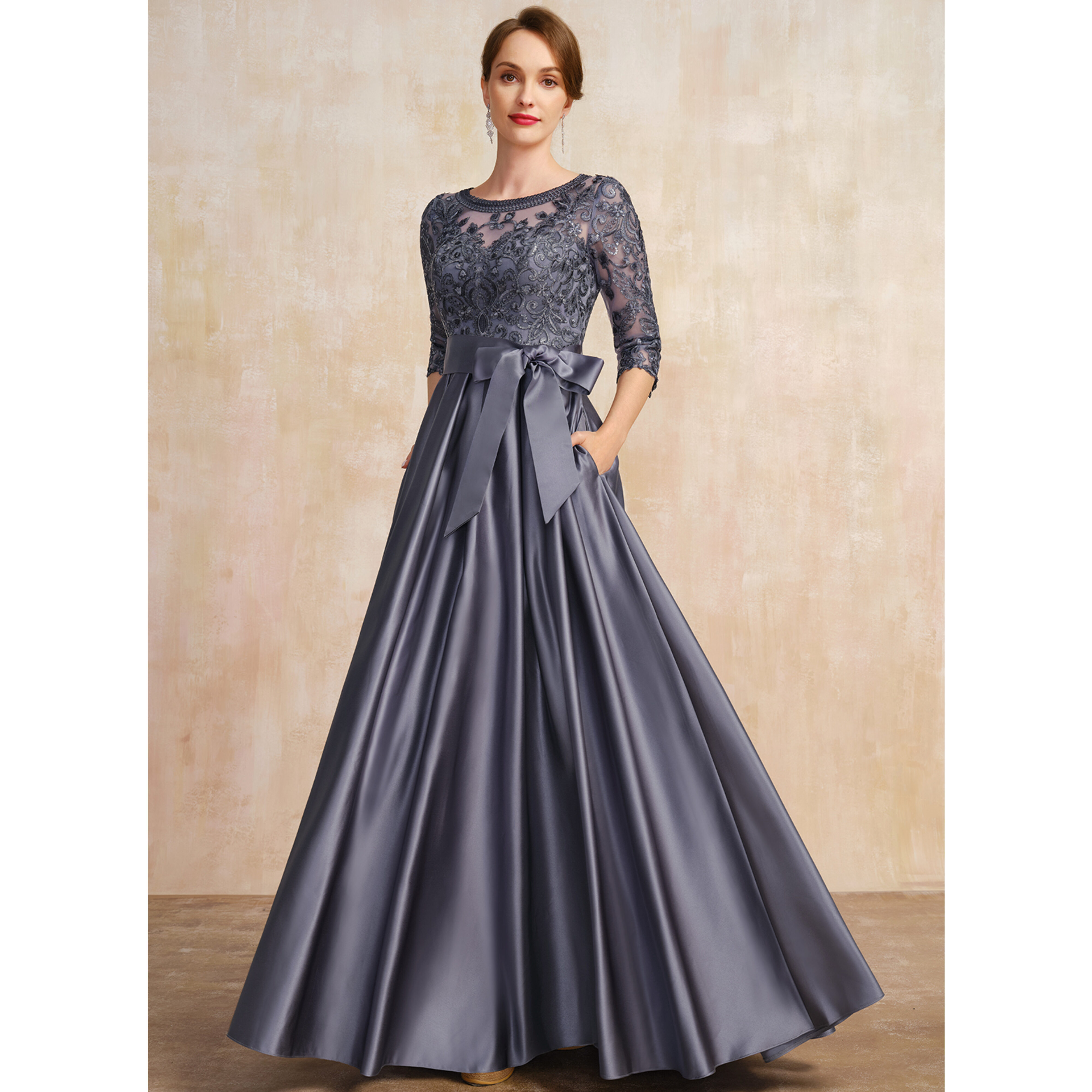 Alycya A-line Sequins Satin Mother of the Bride Dress | JJ's House