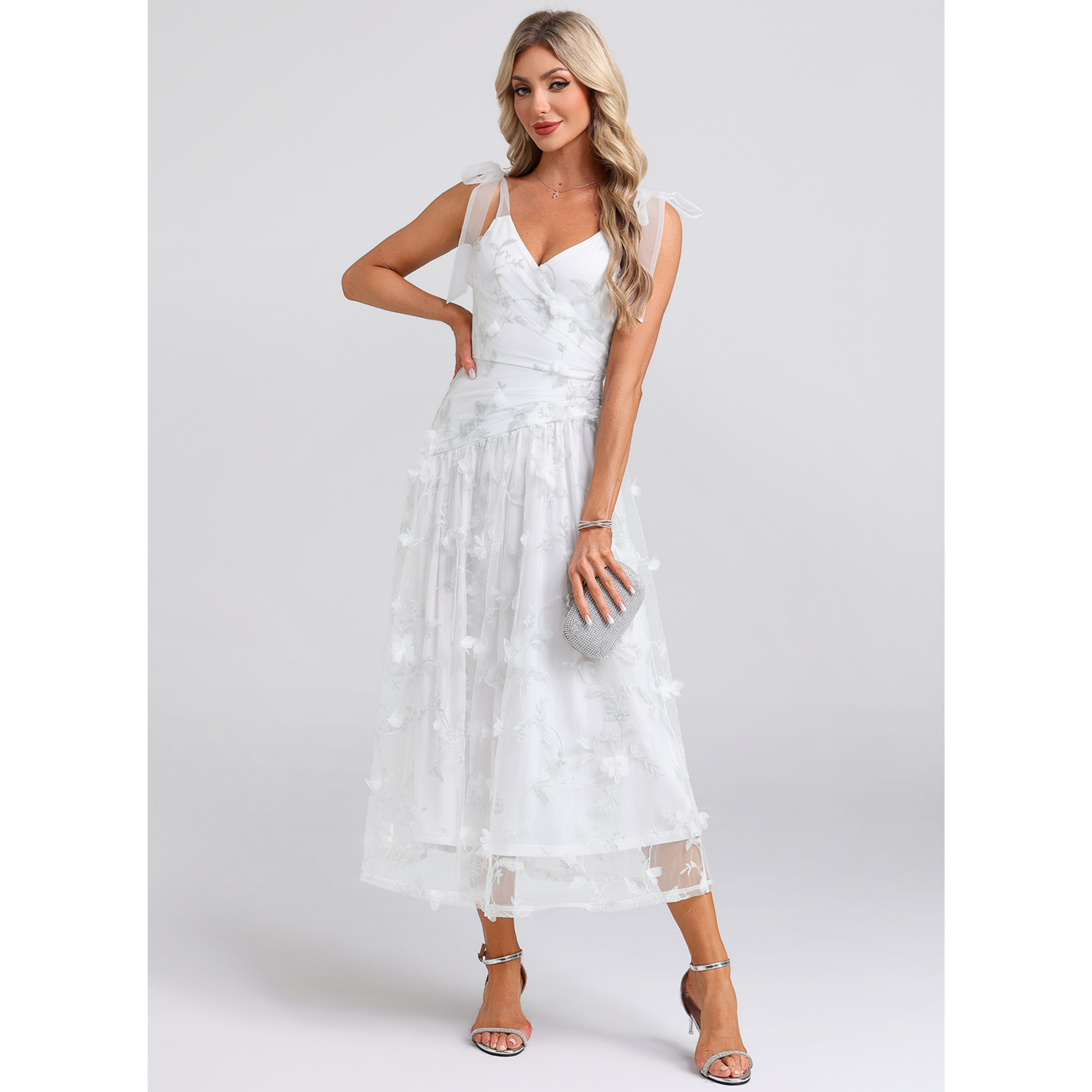 Gialani Flower Tulle Midi Dress | JJ's House