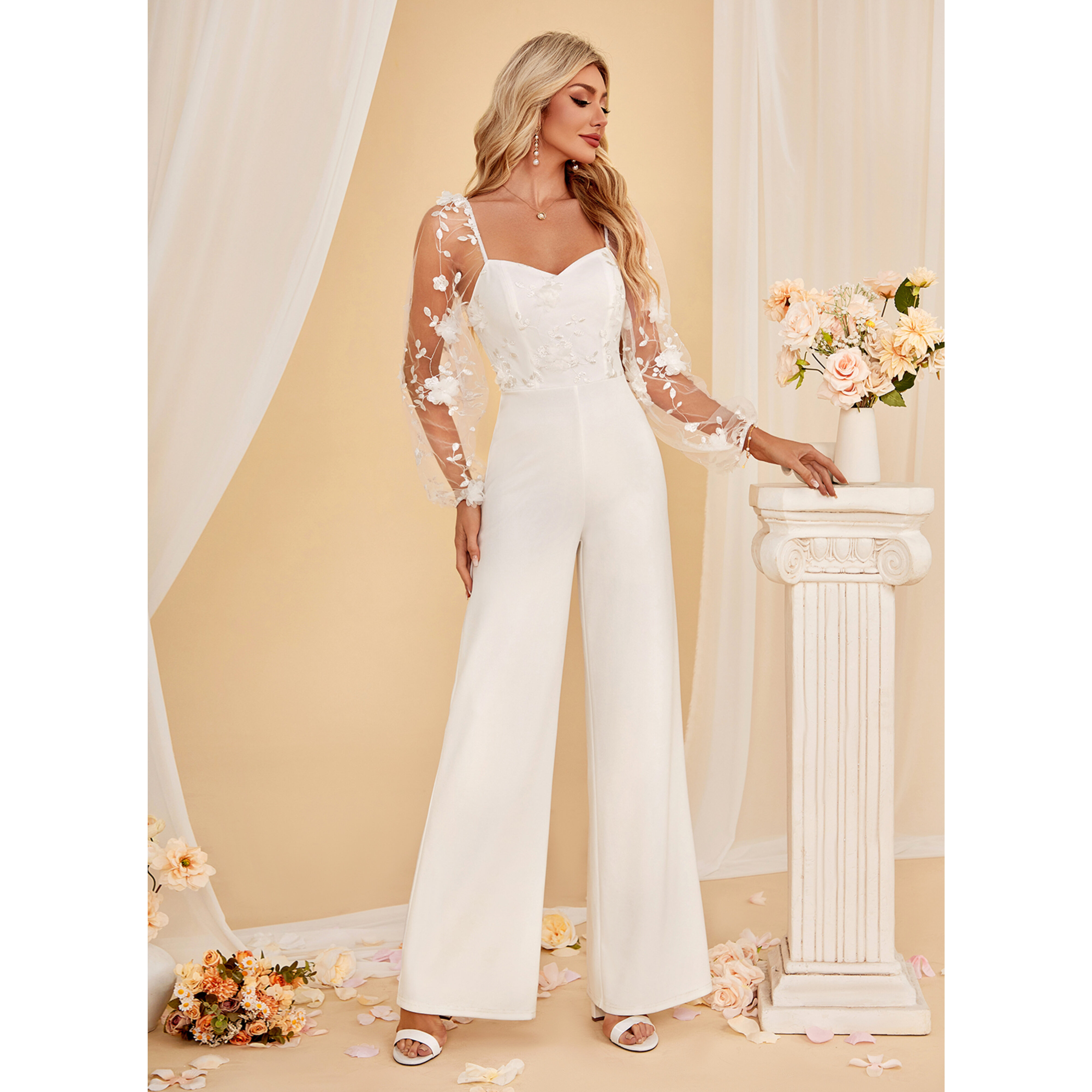 Tonantzin Flower Stretch Crepe Maxi Cocktail Jumpsuit | JJ's House