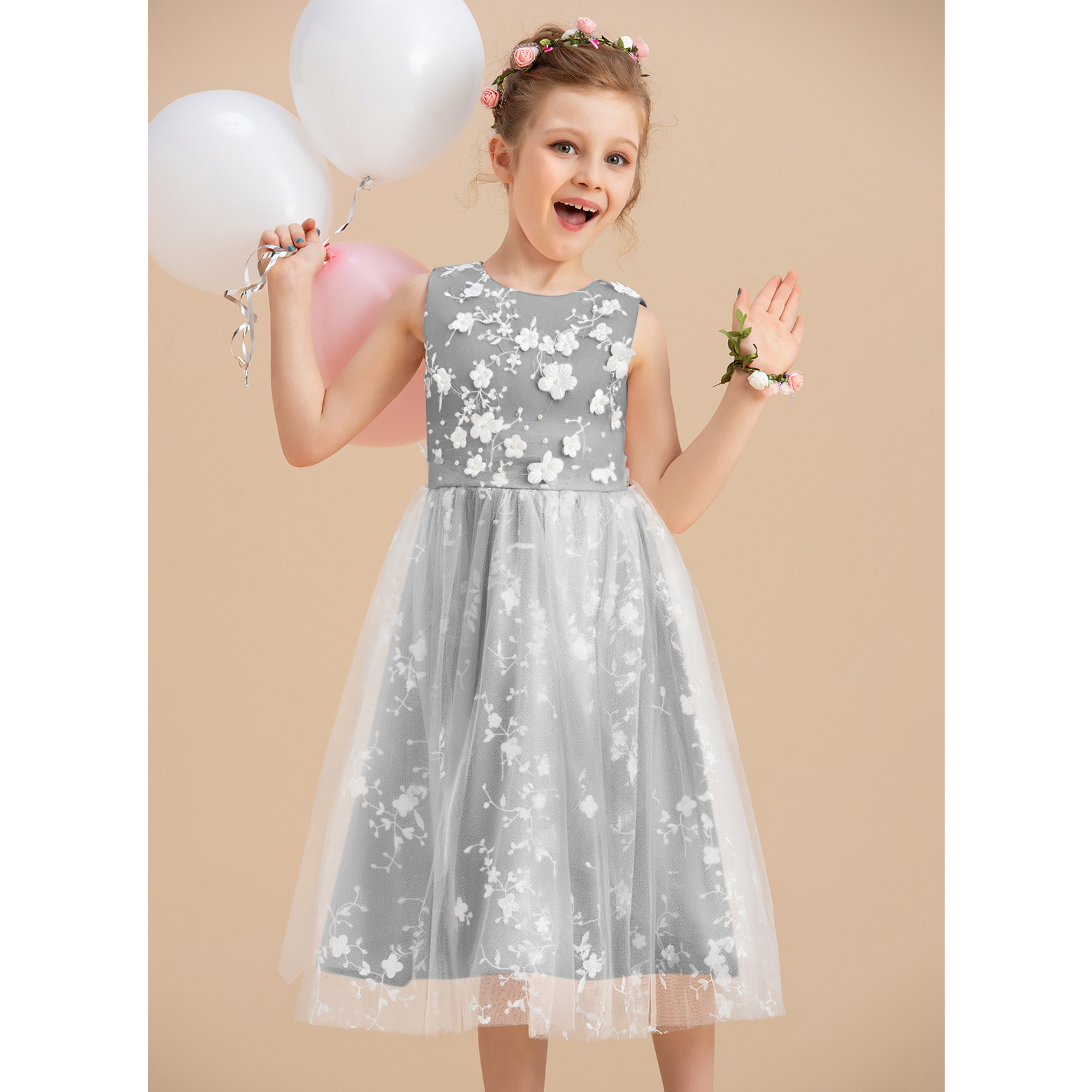 Fiorella A-line Beading Tulle Flower Girl Dress | JJ's House