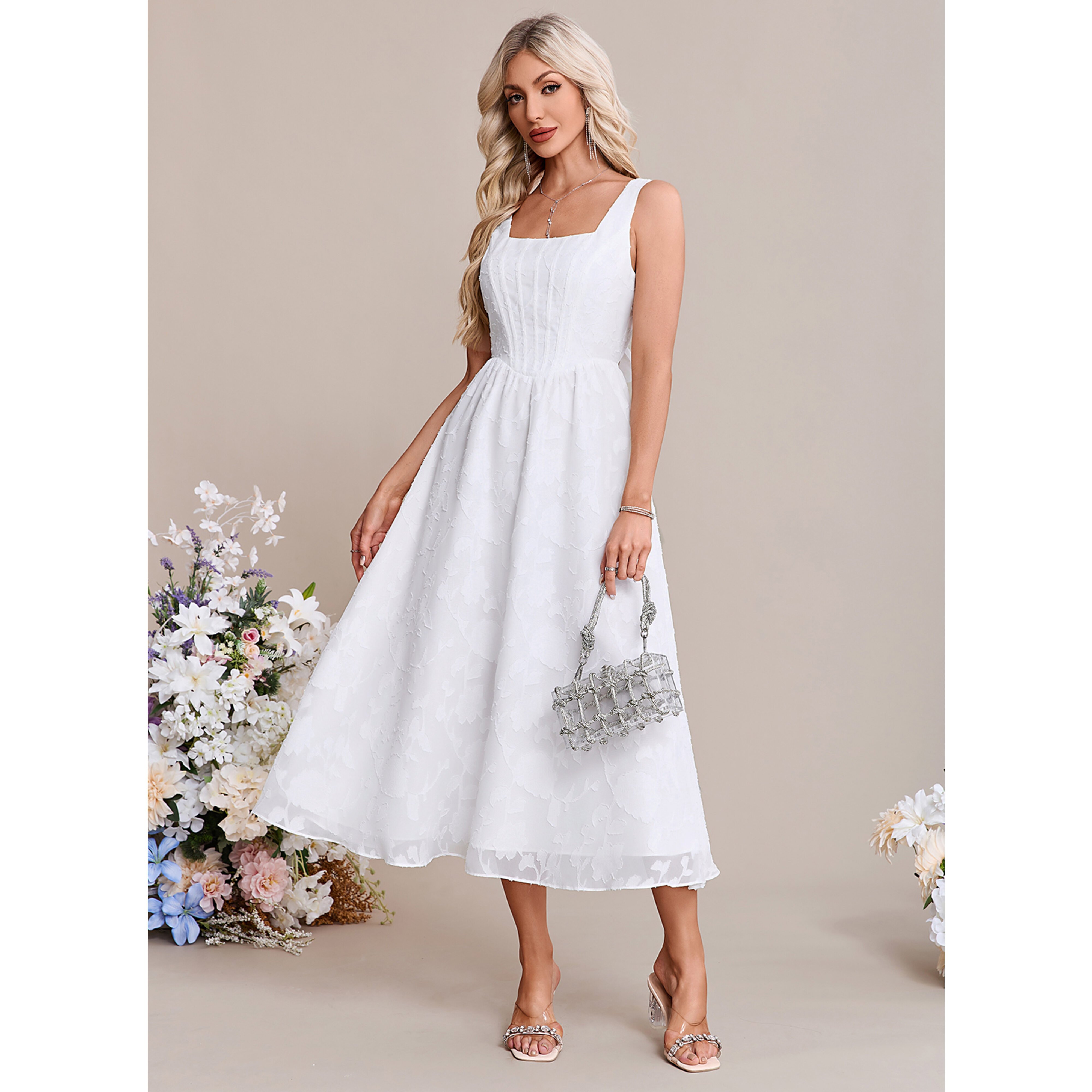 Maite Jacquard Chiffon Midi Dress | JJ's House