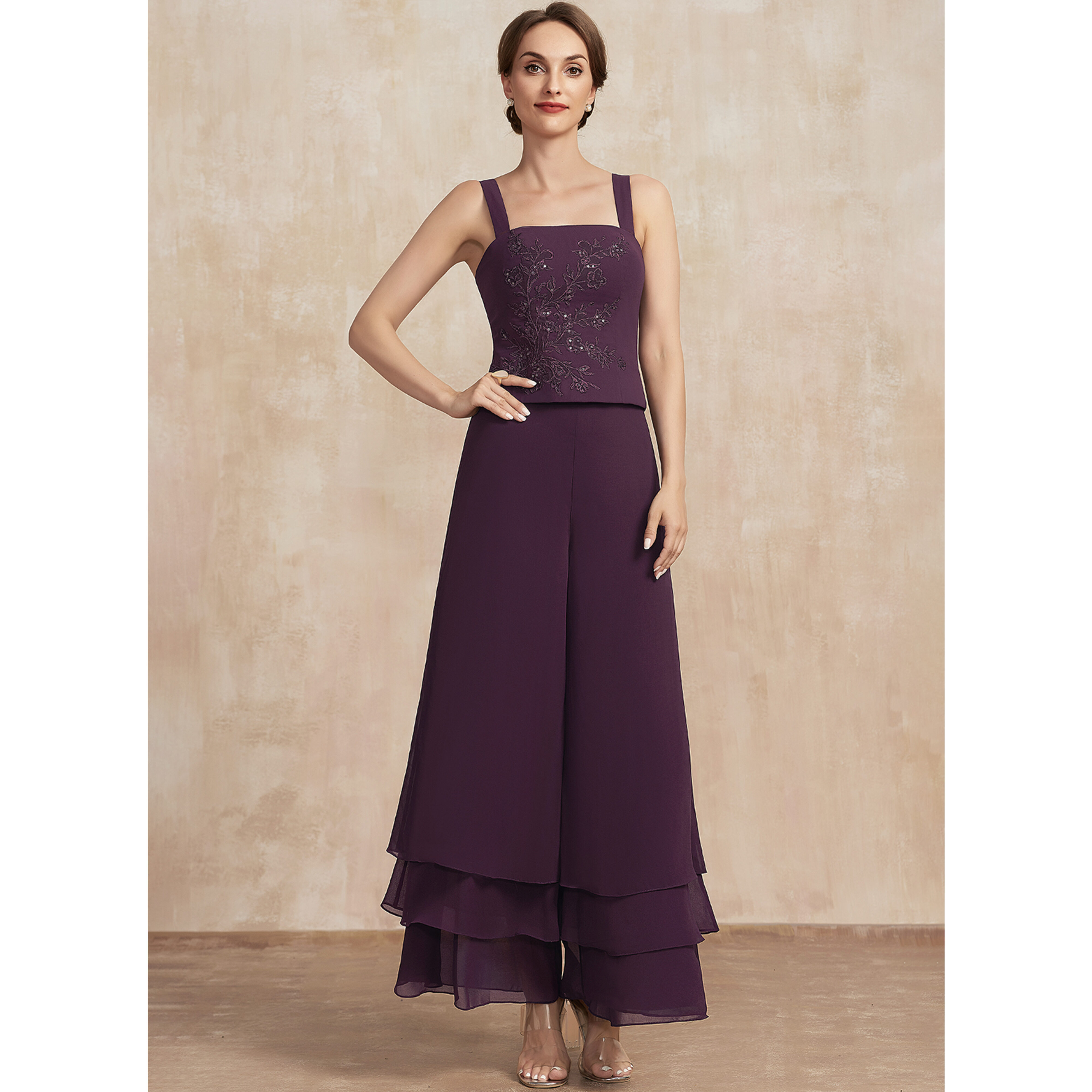 Elenora Square Sequins Lace Mother of the Bride Pantsuit | JJ's House