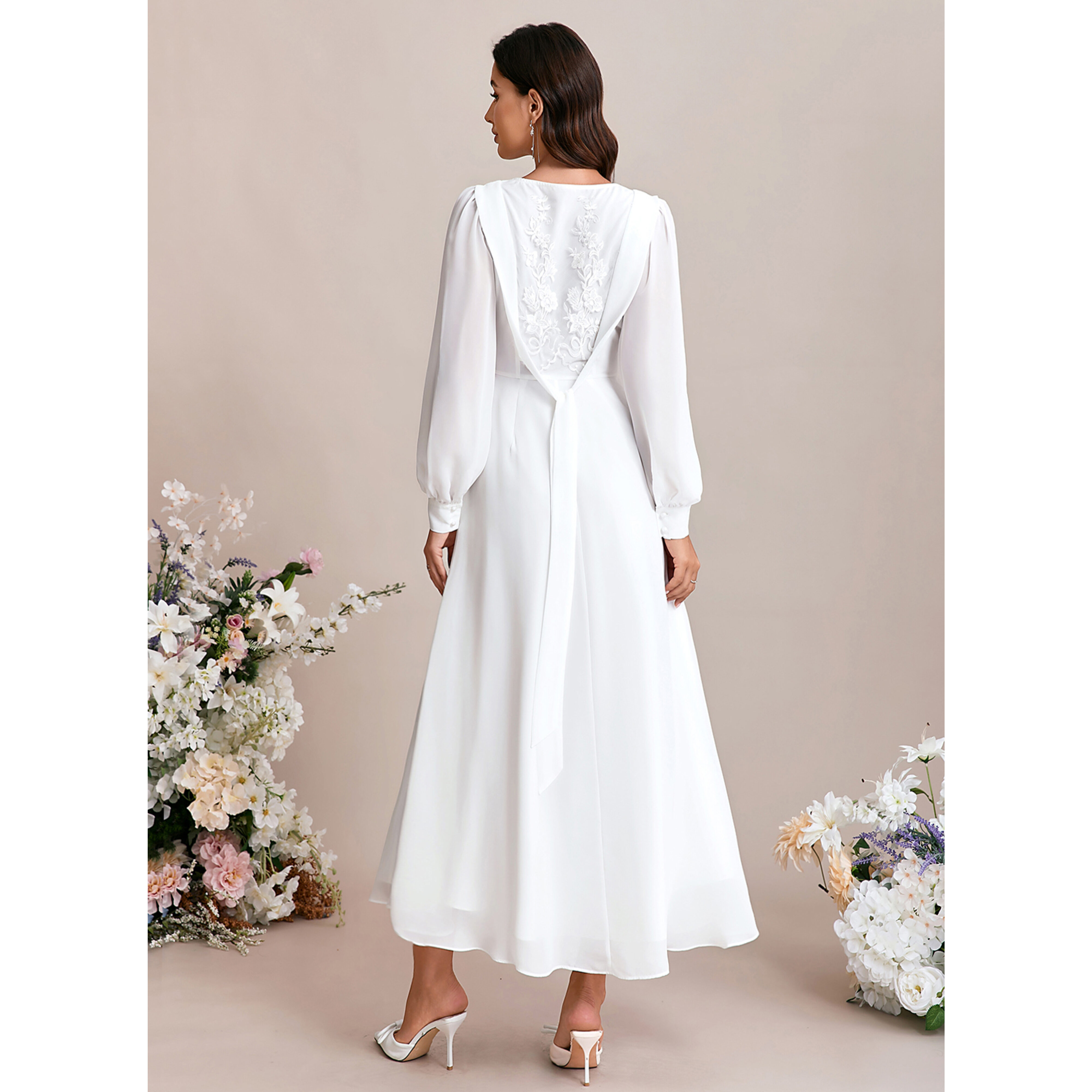 Aleece A-line Square Chiffon Wedding Dress | JJ's House