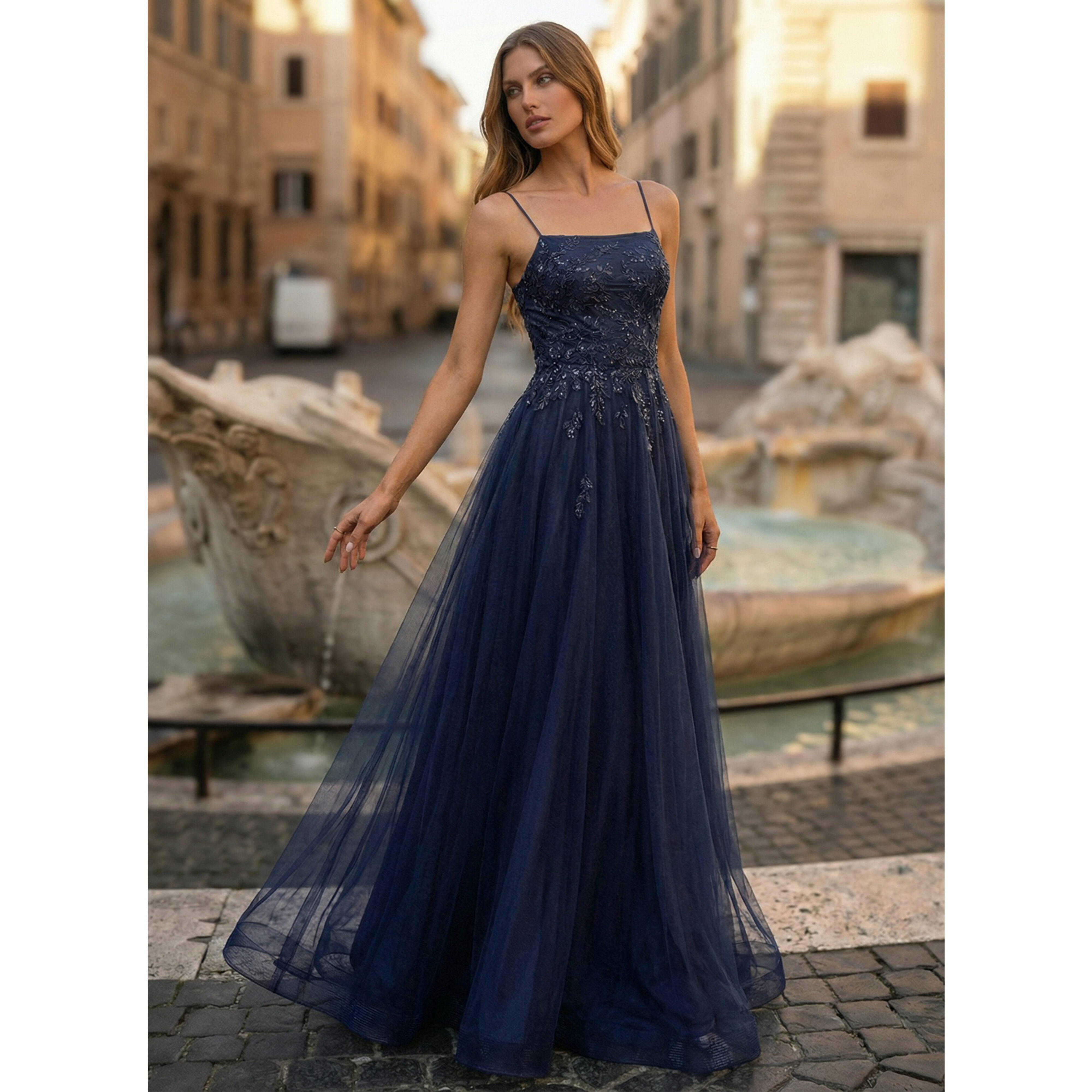 Lucena A-line Spaghetti Straps Sequins Tulle Prom Dress | JJ's House