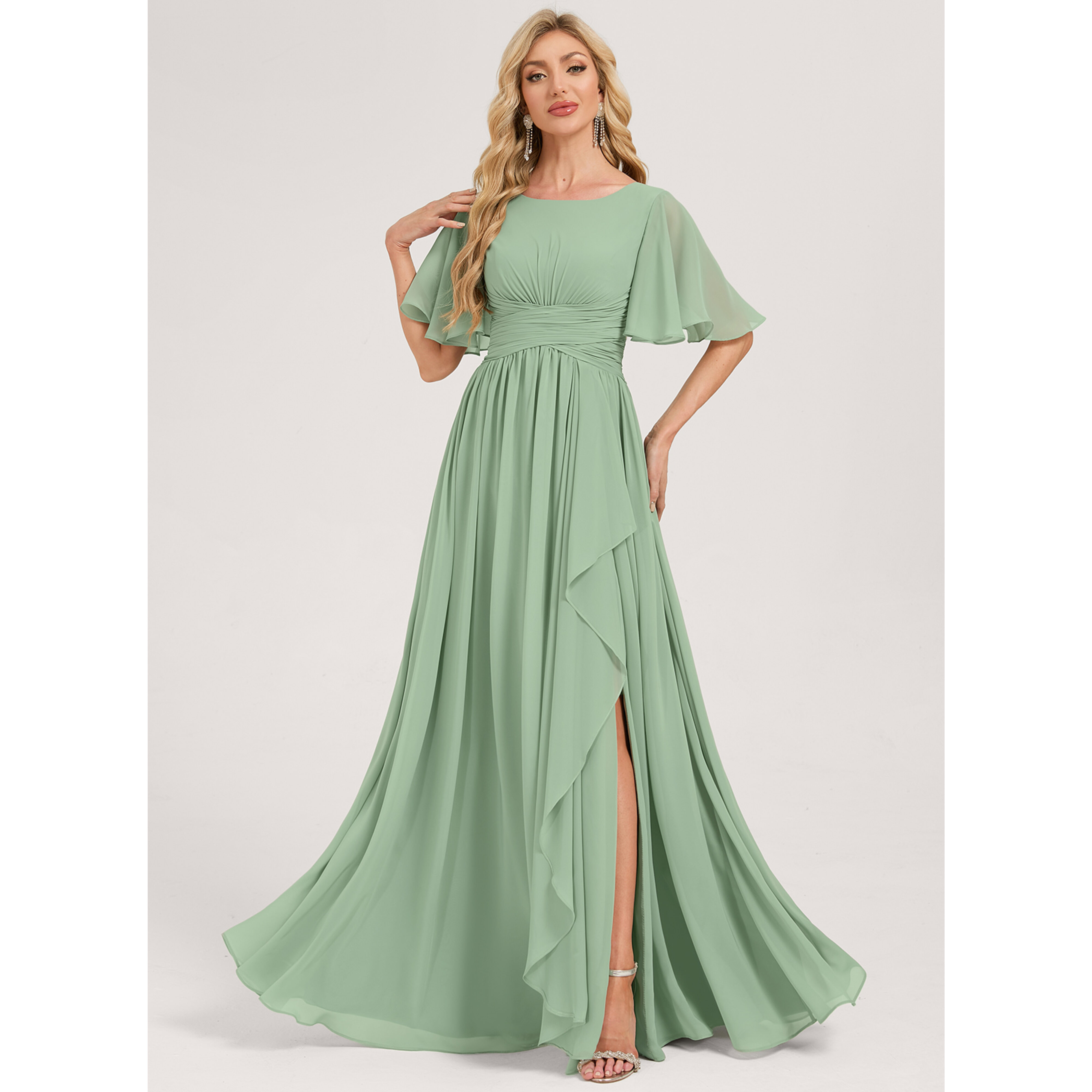 Ornela A-line Ruched Chiffon Bridesmaid Dress | JJ's House