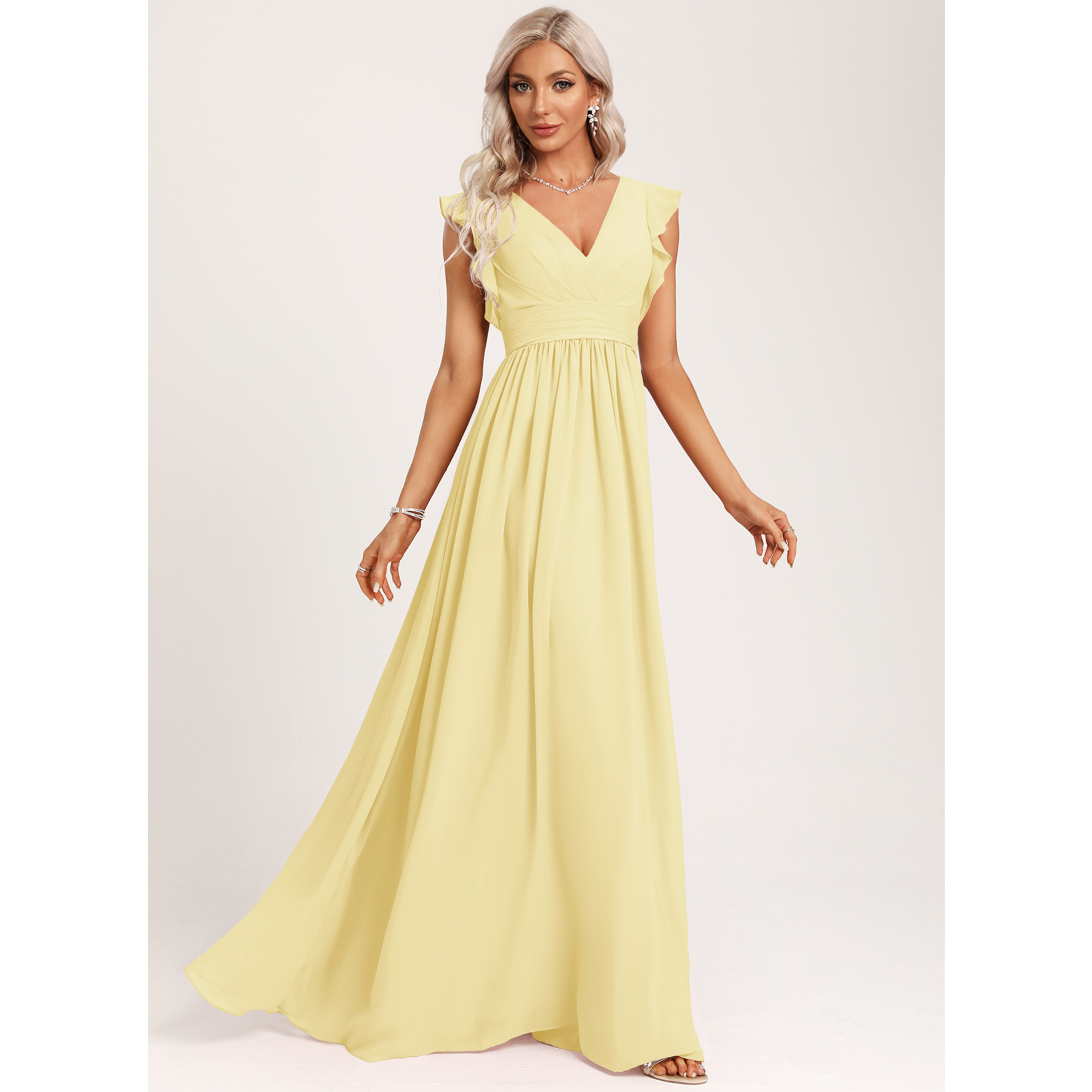 Zada A-line Ruffle Chiffon Bridesmaid Dress | JJ's House