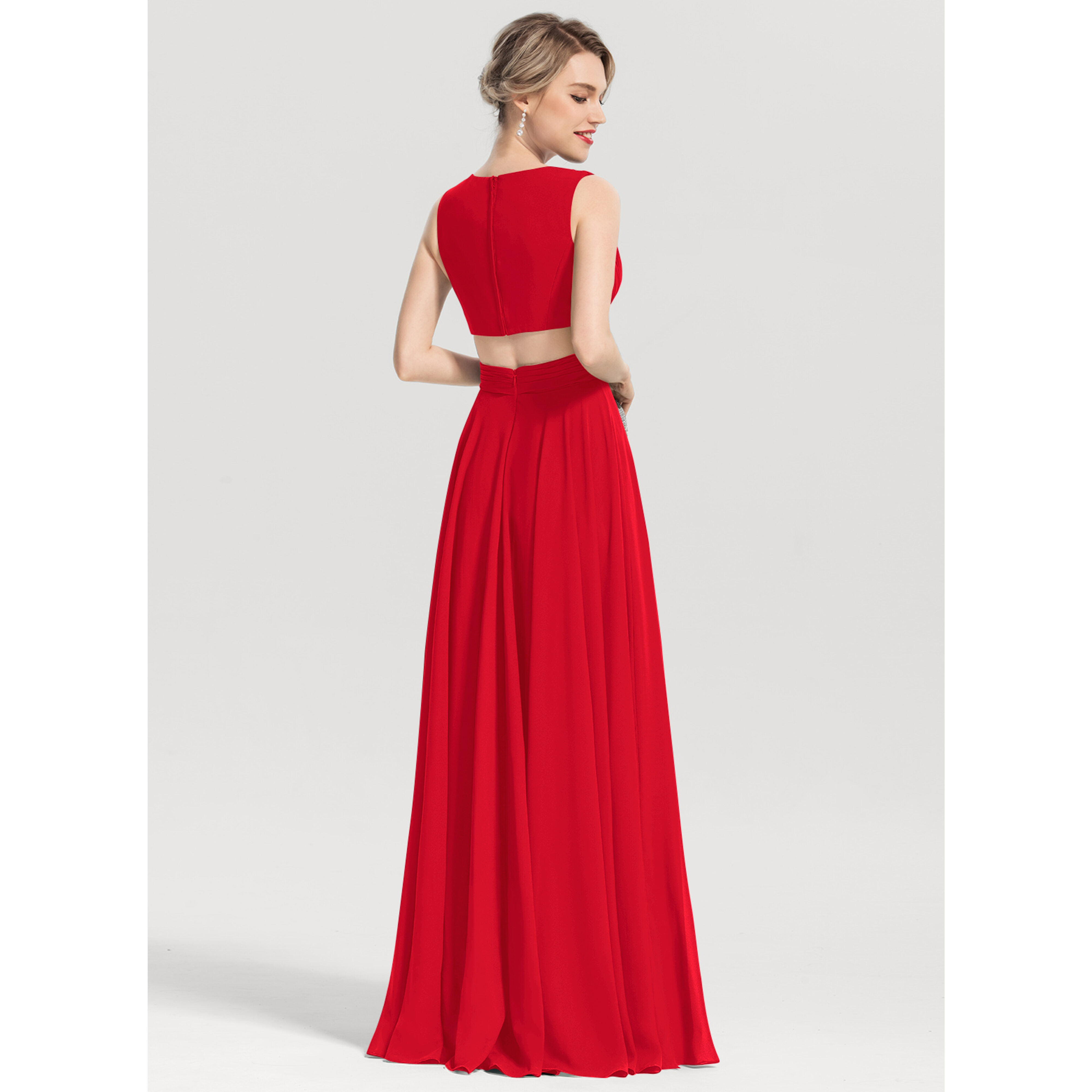lorinda maxi dress JJ's House A-line V-Neck Floor-Length Chiffon Evening Dress 2026 With Pleated