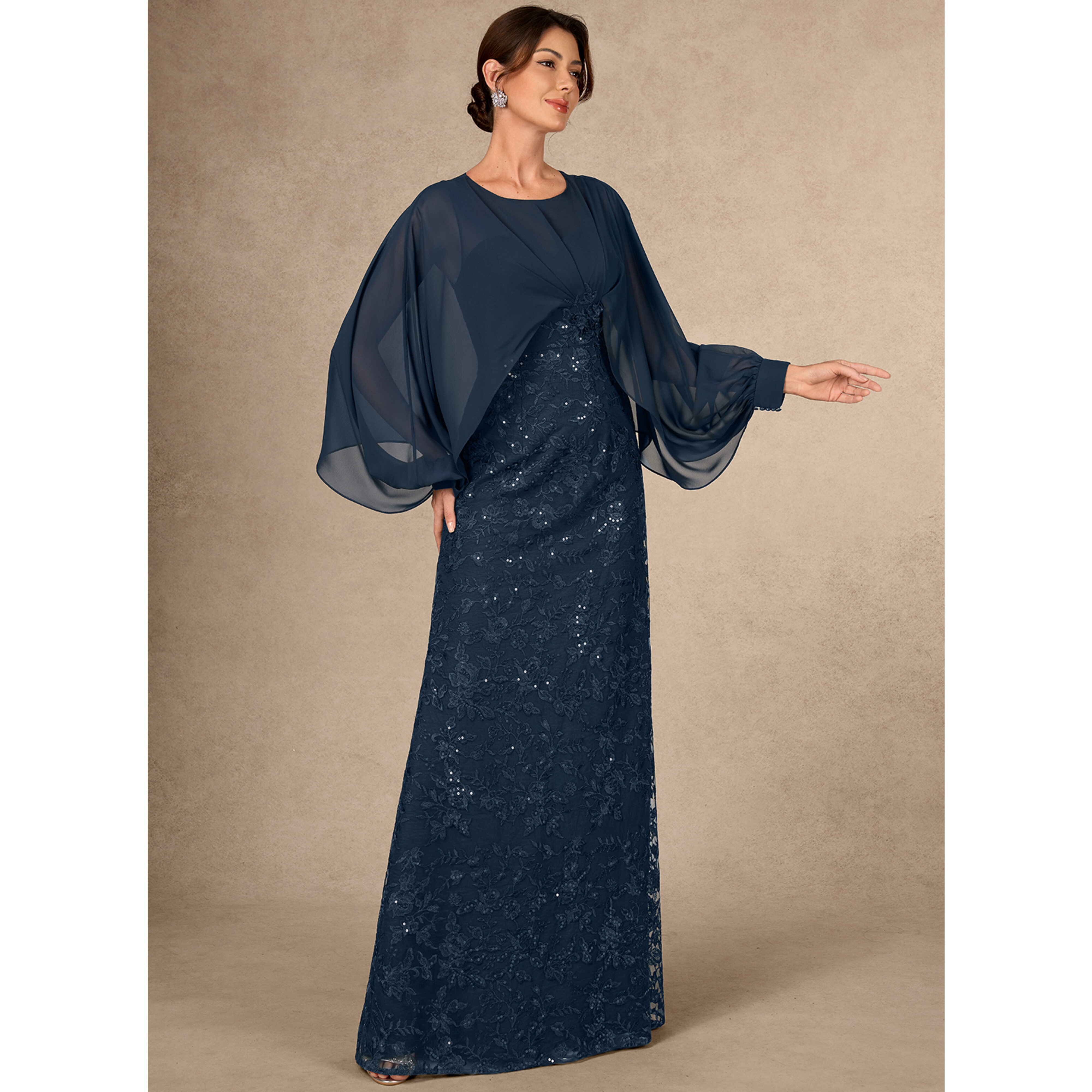 Isaline Empire Sequins Lace Mother of the Bride Dress | JJ's House