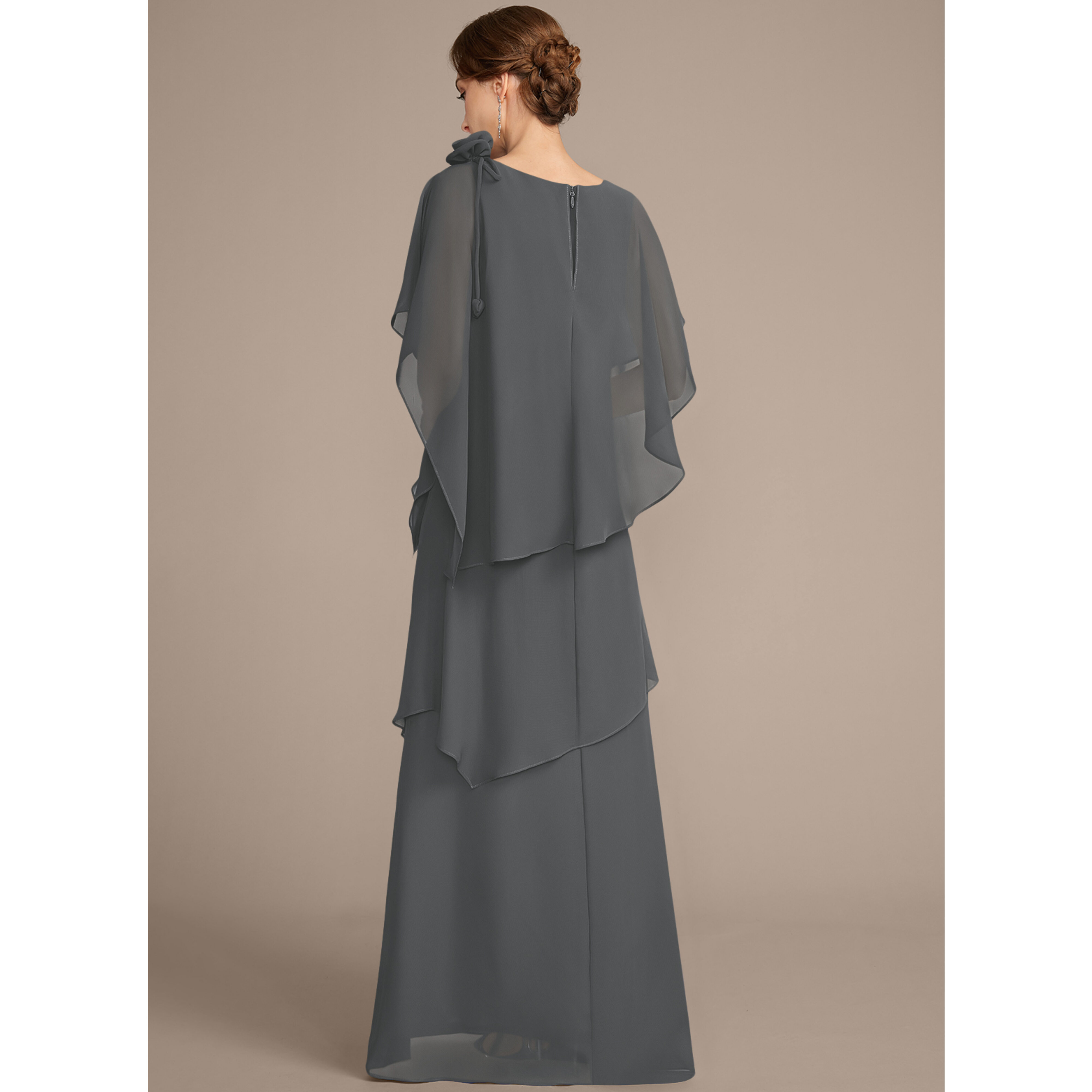 Zaelyn A-line Cape Chiffon Mother of the Bride Dress | JJ's House