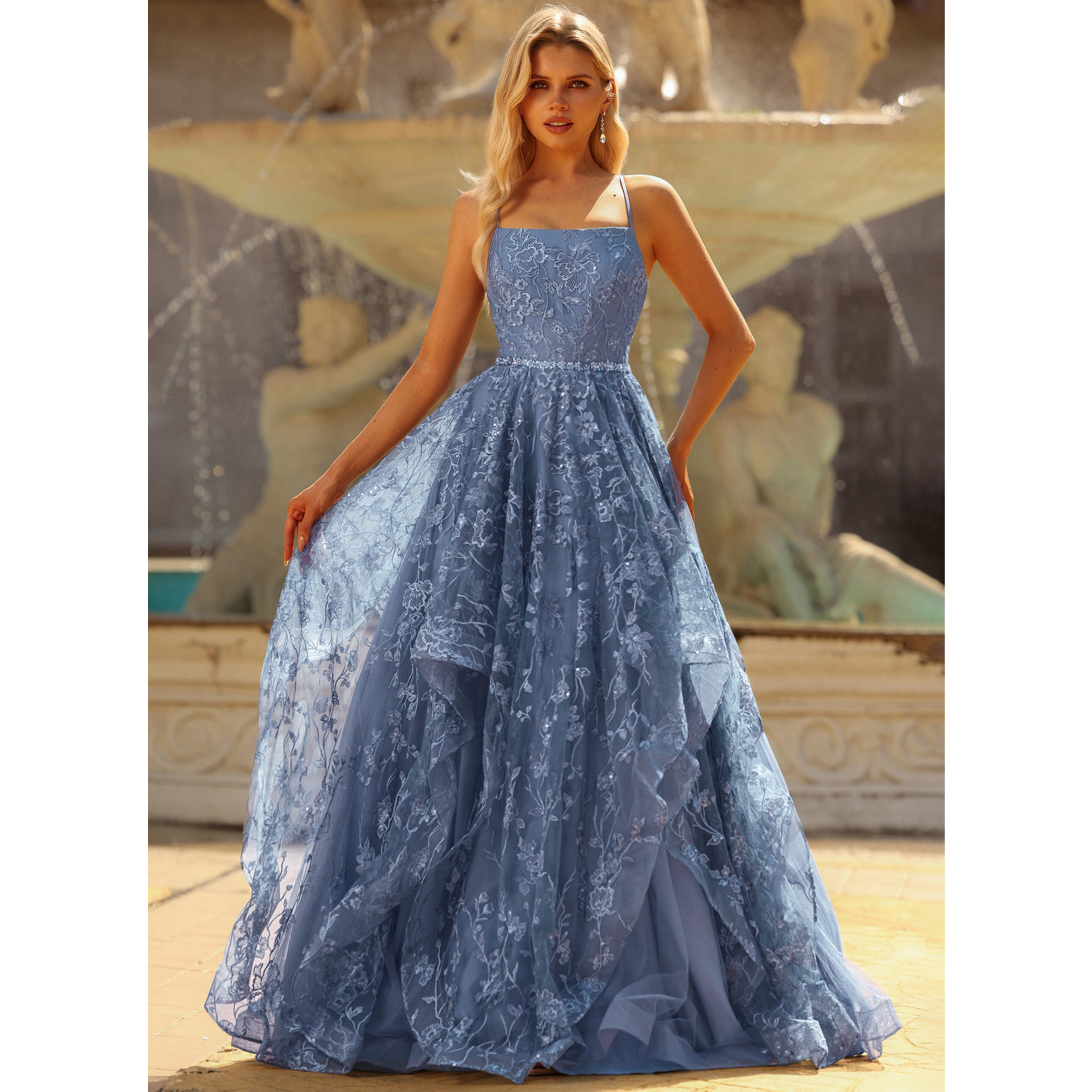 Rezelle Spaghetti Straps Beading Lace Prom Dress | JJ's House