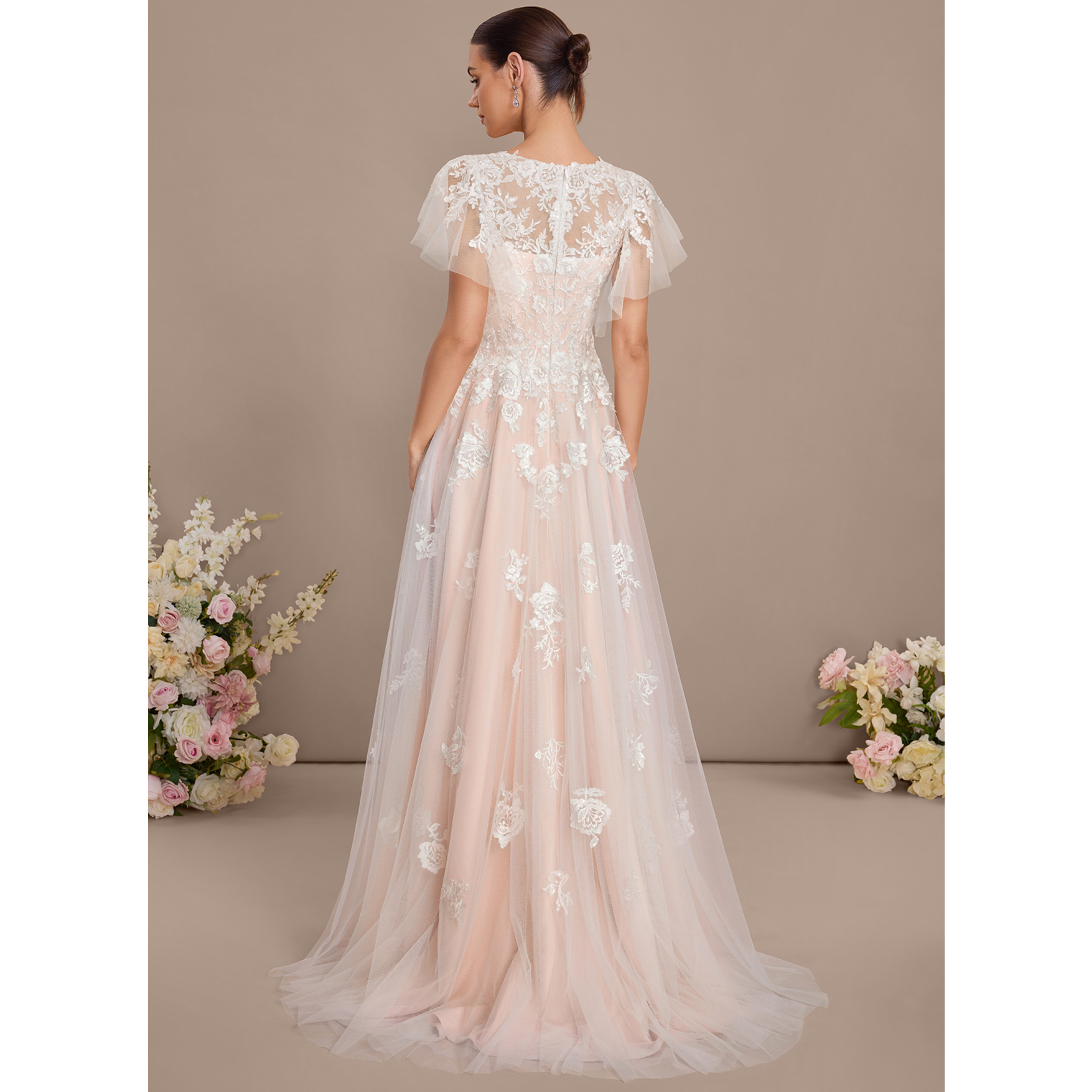 jj bridal dresses Wedding Review Bride JJ's House Ball-Gown Princess V-Neck Chapel Train Lace Tulle playful and fresh Lace Jjj House Wedding Dresses