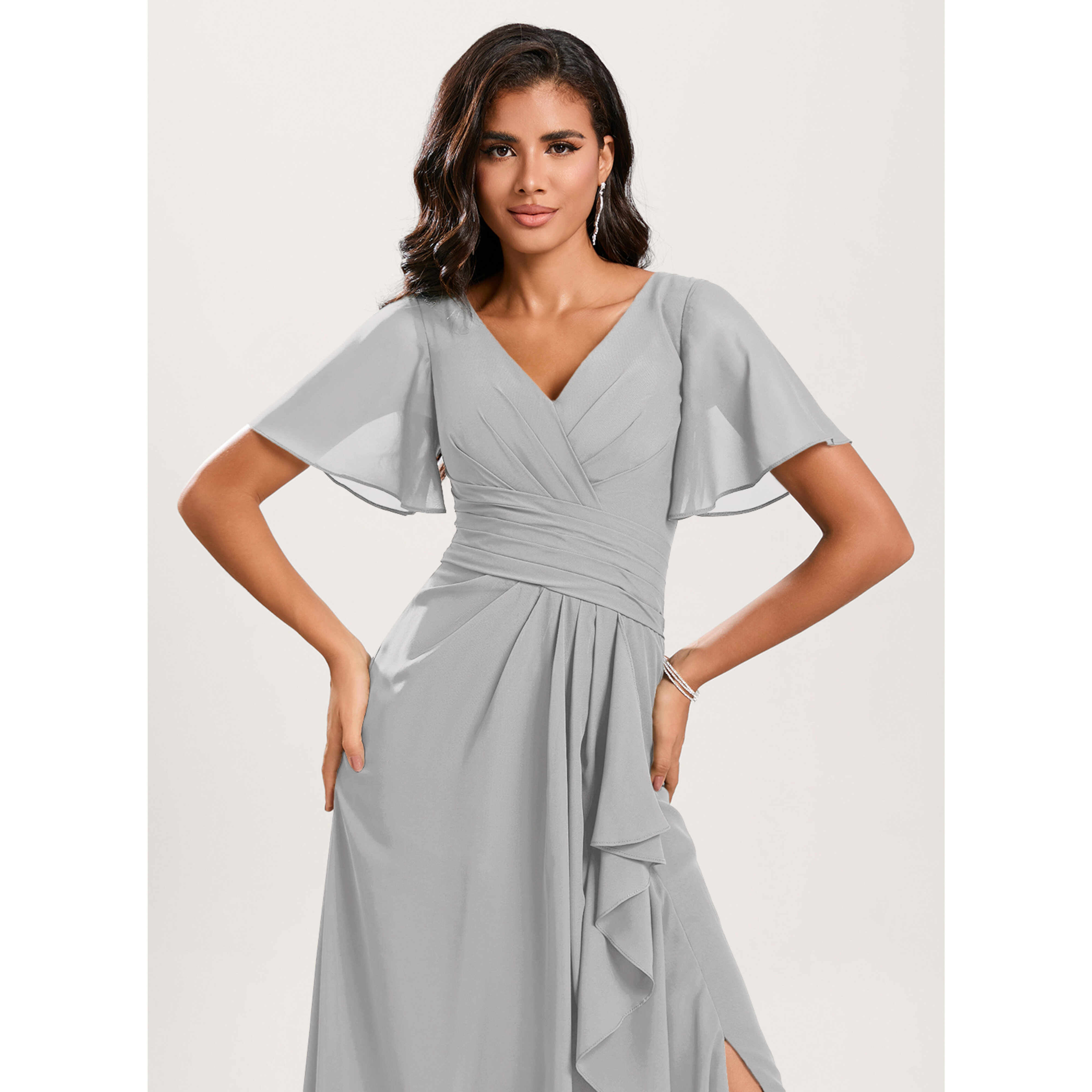 grey j crew bridesmaid dresses Sweetheart Taupe Pleated Bodice Long Bridesmaid Dress – FancyVestido main image 0