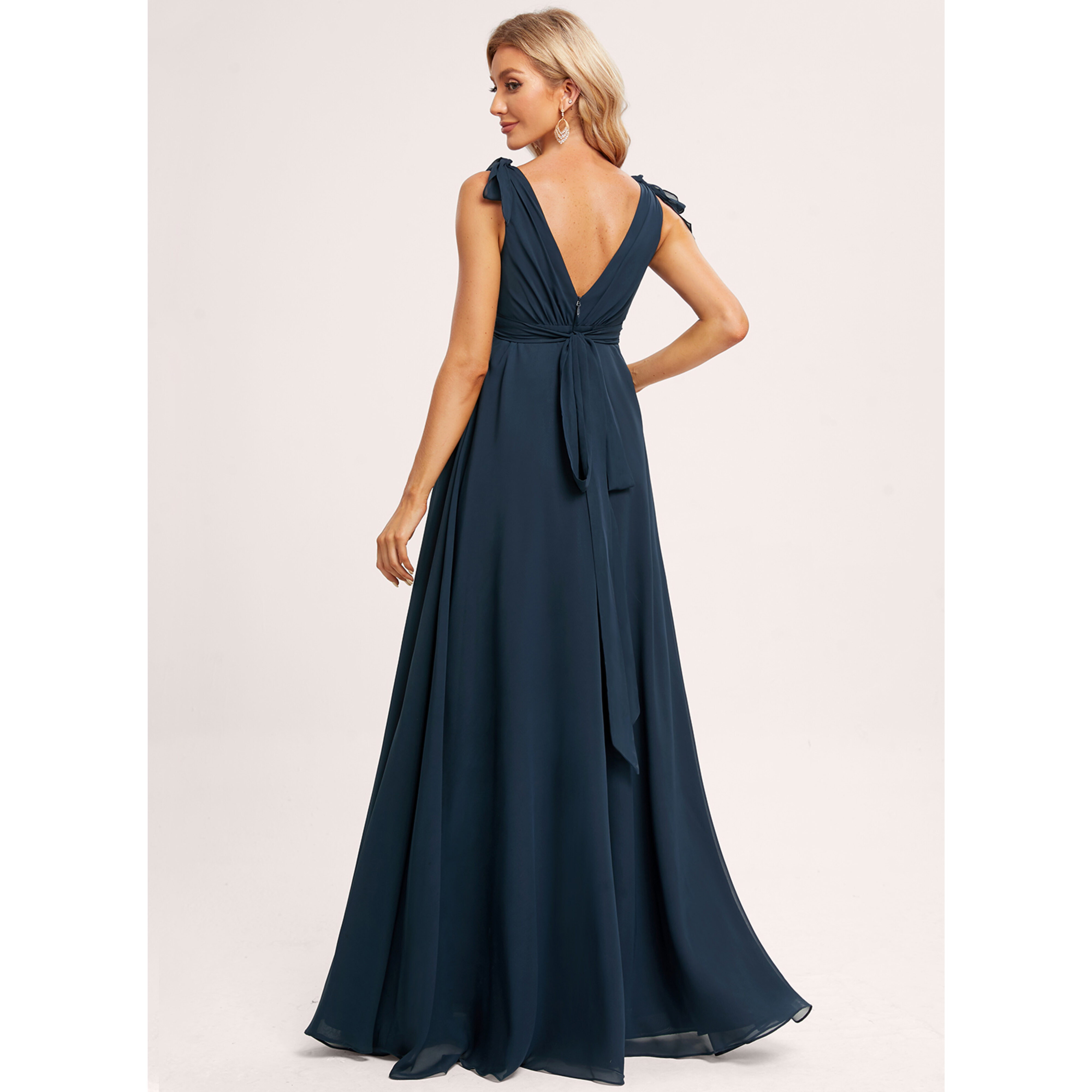 jjshouse maternity bridesmaid dresses JJ's House A-line V-Neck Floor-Length Chiffon Dress 2026 With Bow Ruffle Satin