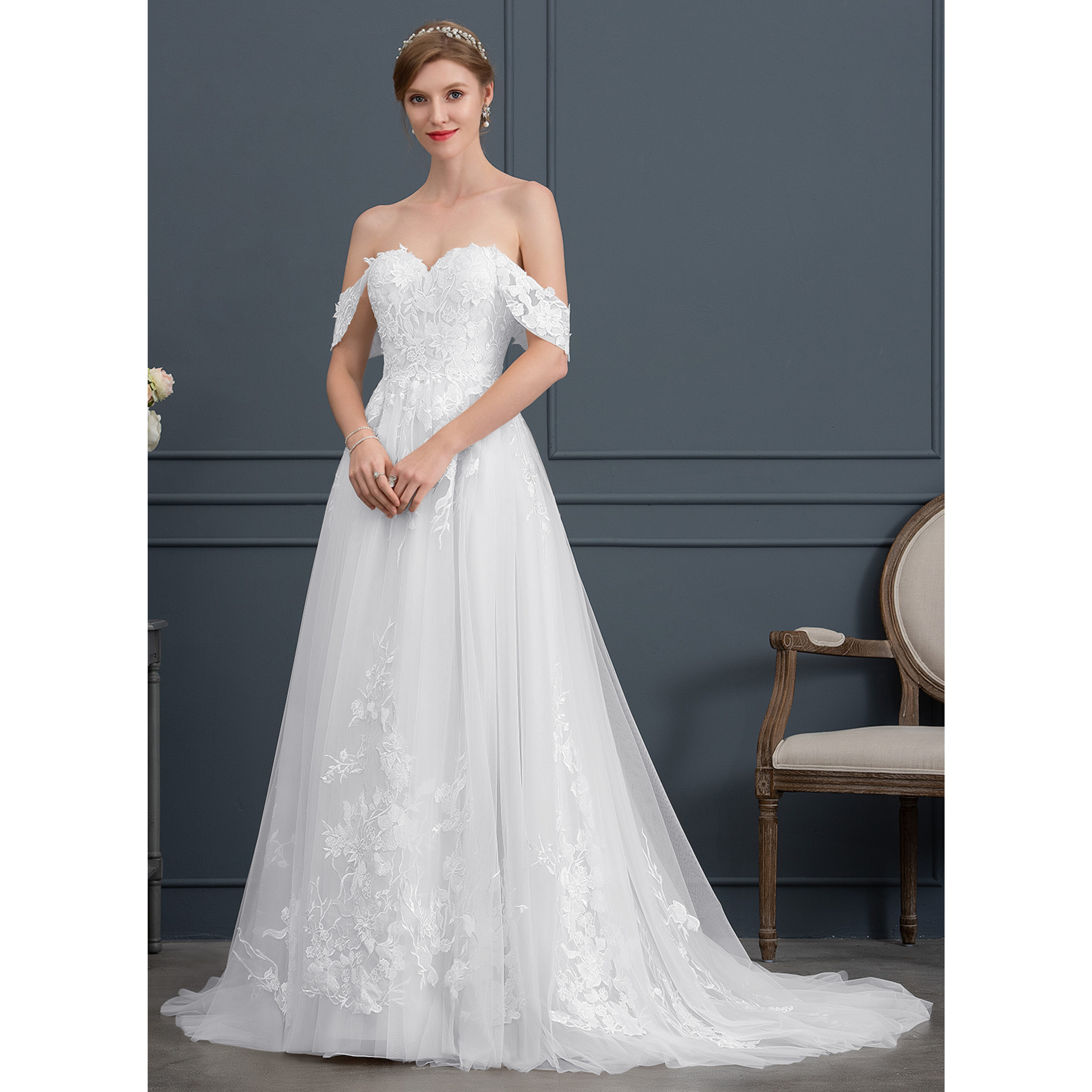 JJ's House Ball-Gown Princess Sweetheart Sweep Train Lace Tulle Wedding Dress 2026