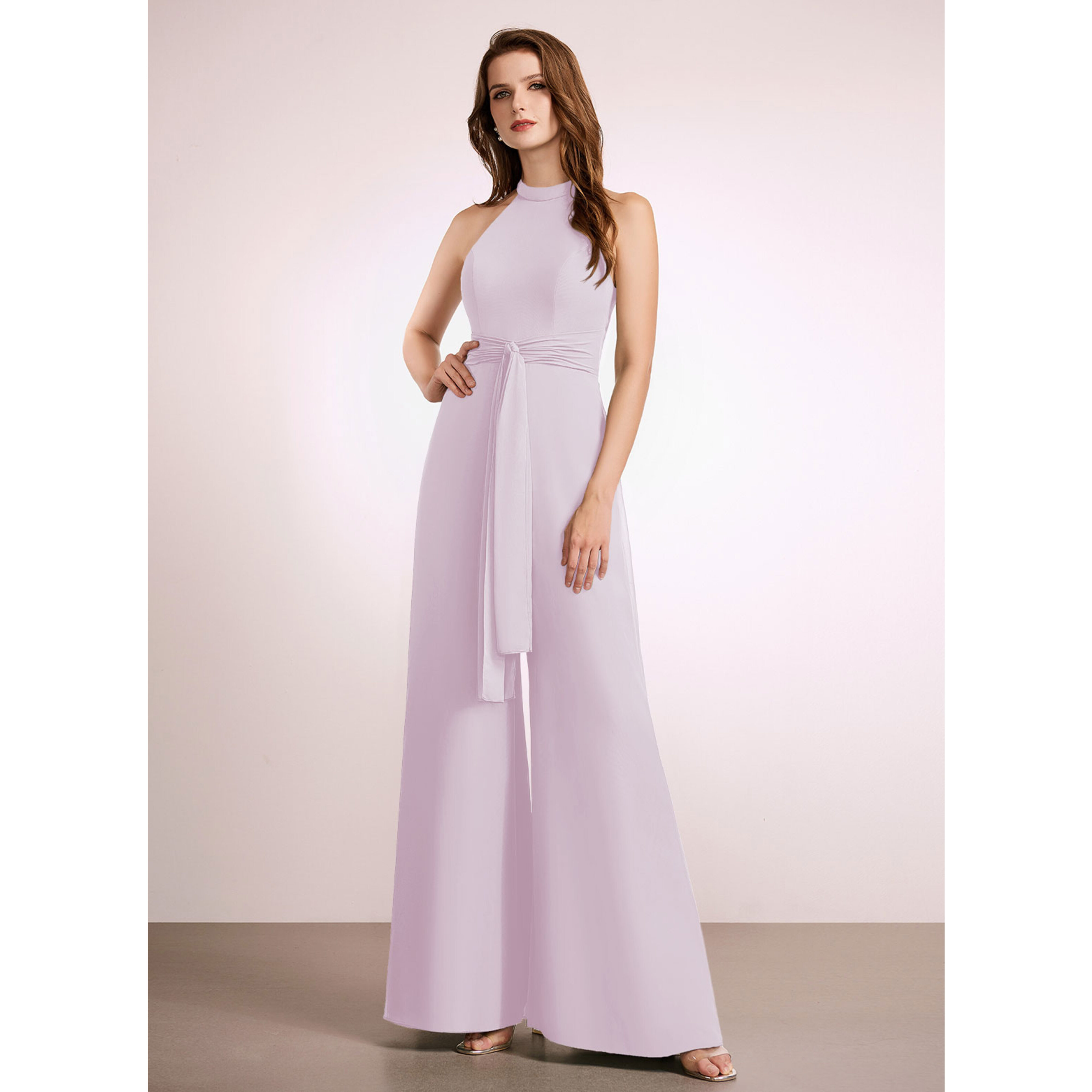 jj bridesmaid dresses JJ's House A-line Cold Shoulder Floor-Length Chiffon Dress 2026 The beautifully draped bodice cinches at the waist JJ\'s House Pantsuit High Neck
