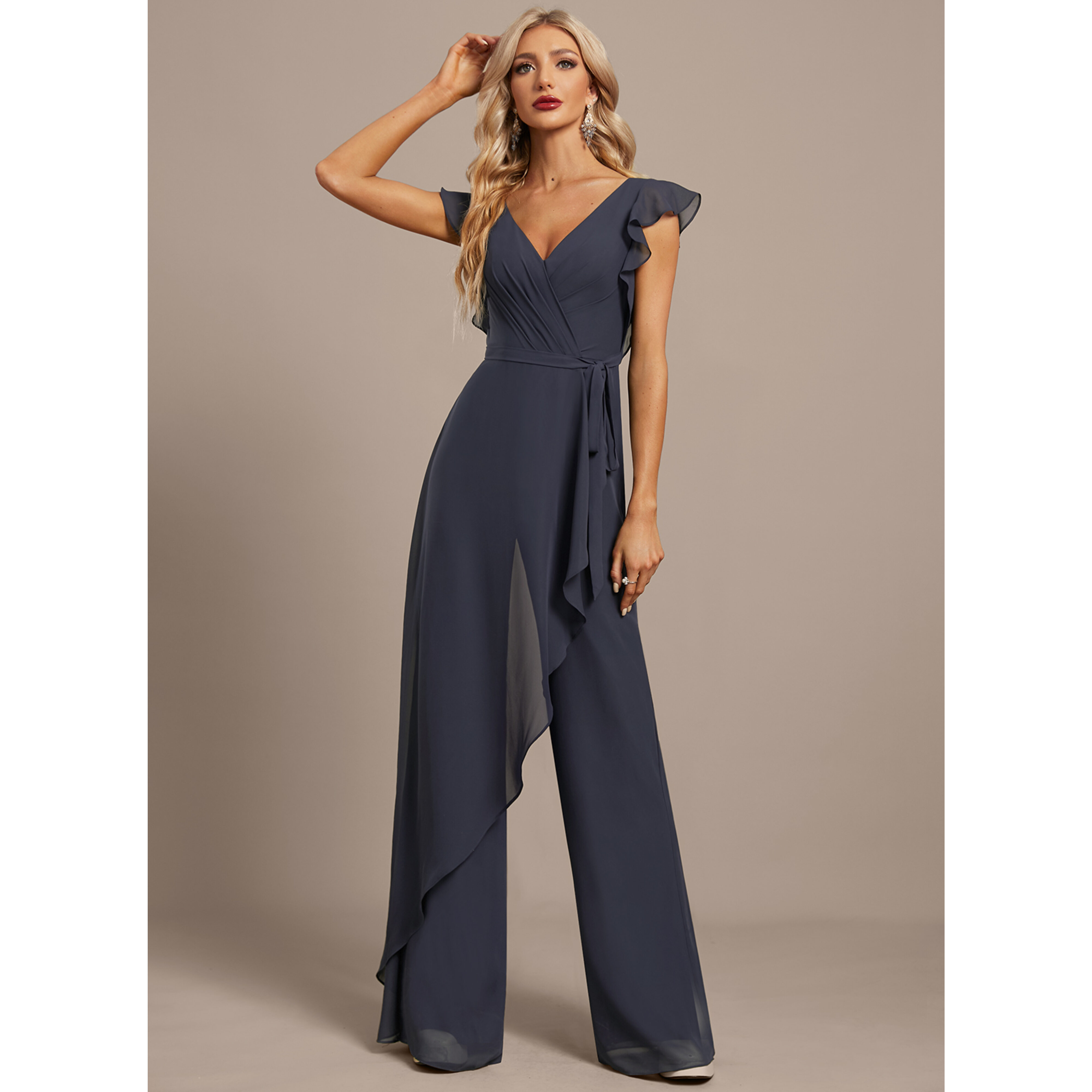 Onesine Overskirt Chiffon Maxi Evening Jumpsuit | JJ's House