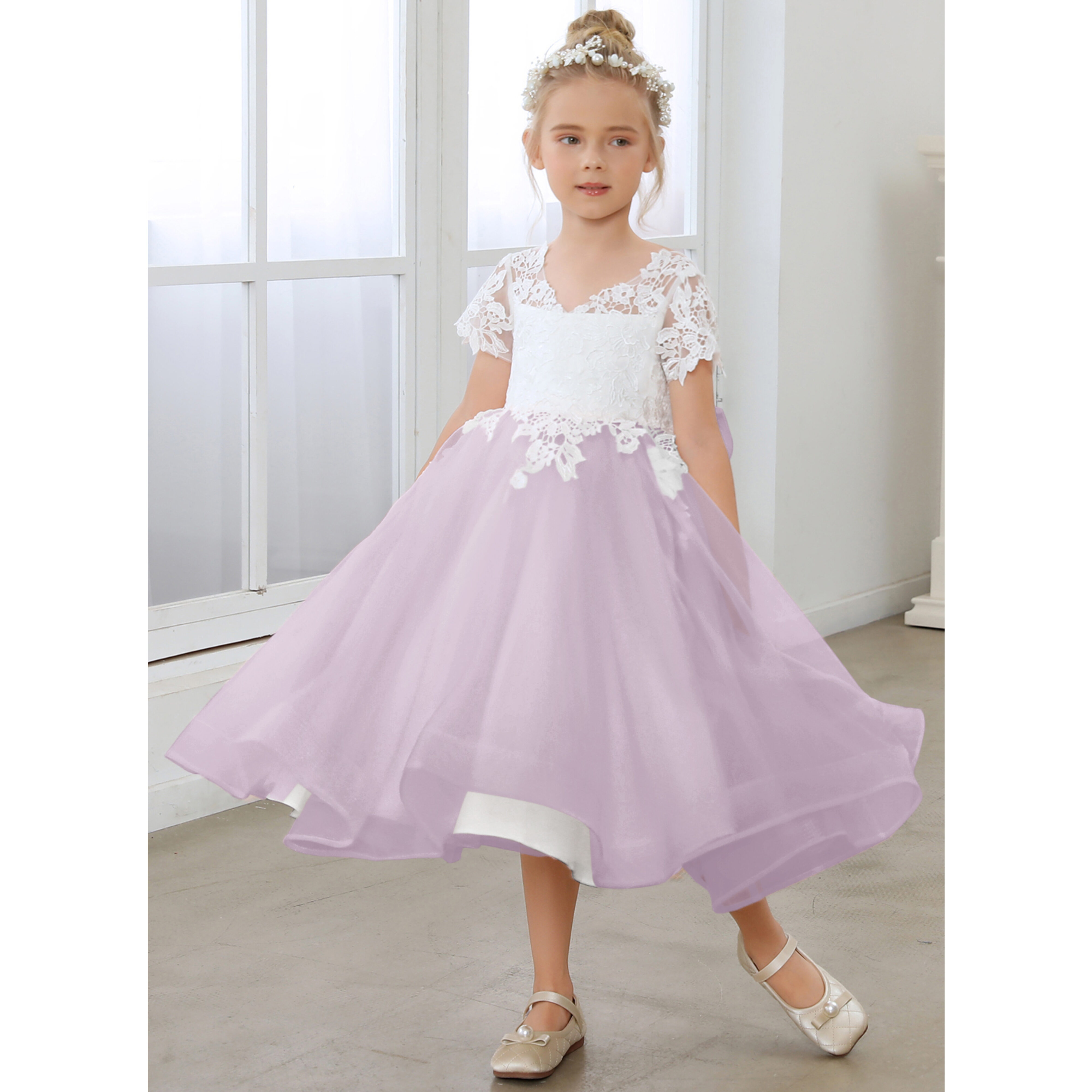 Alysande A-line Bow Tulle Flower Girl Dress | JJ's House