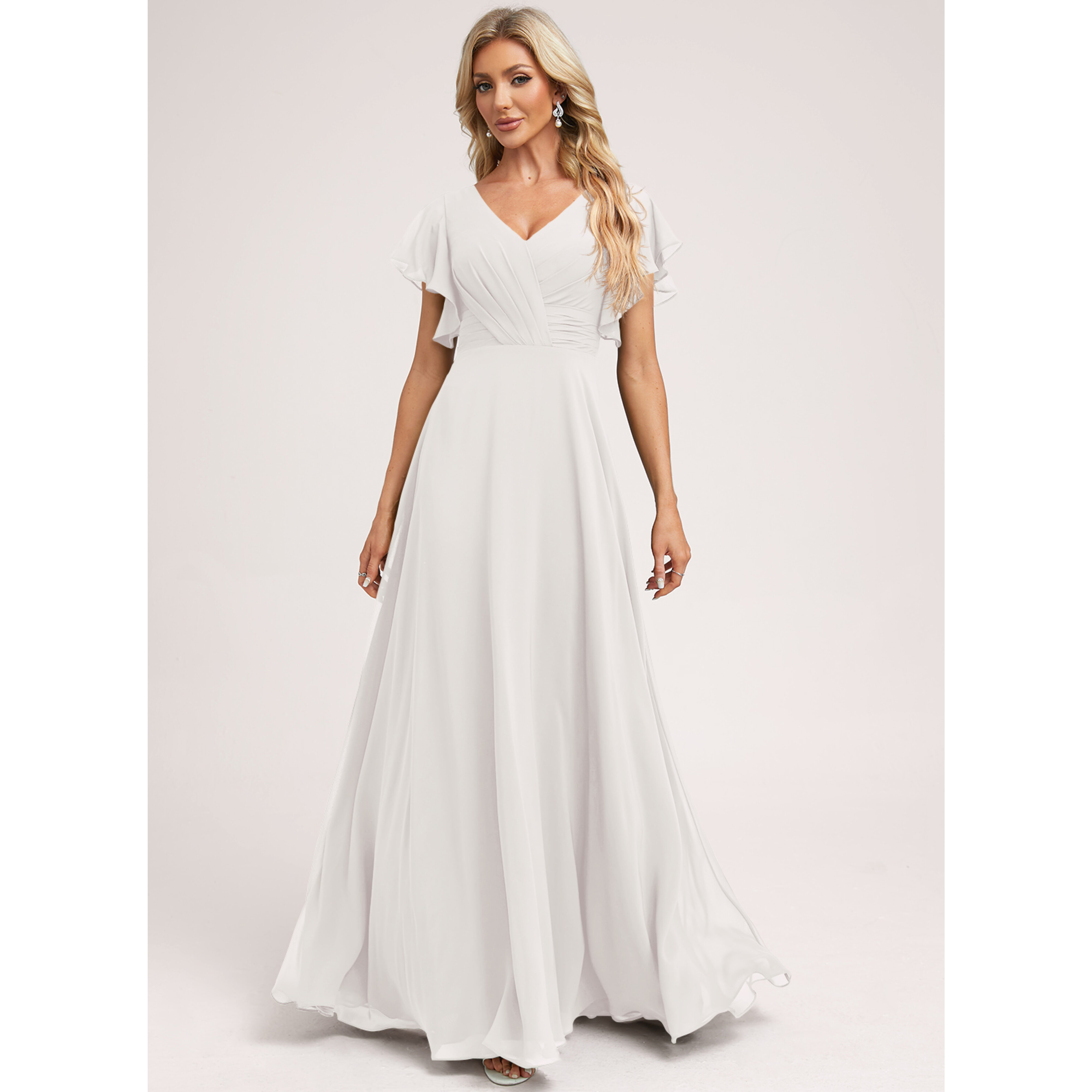 Cesia A-line Ruffle Chiffon Bridesmaid Dress | JJ's House
