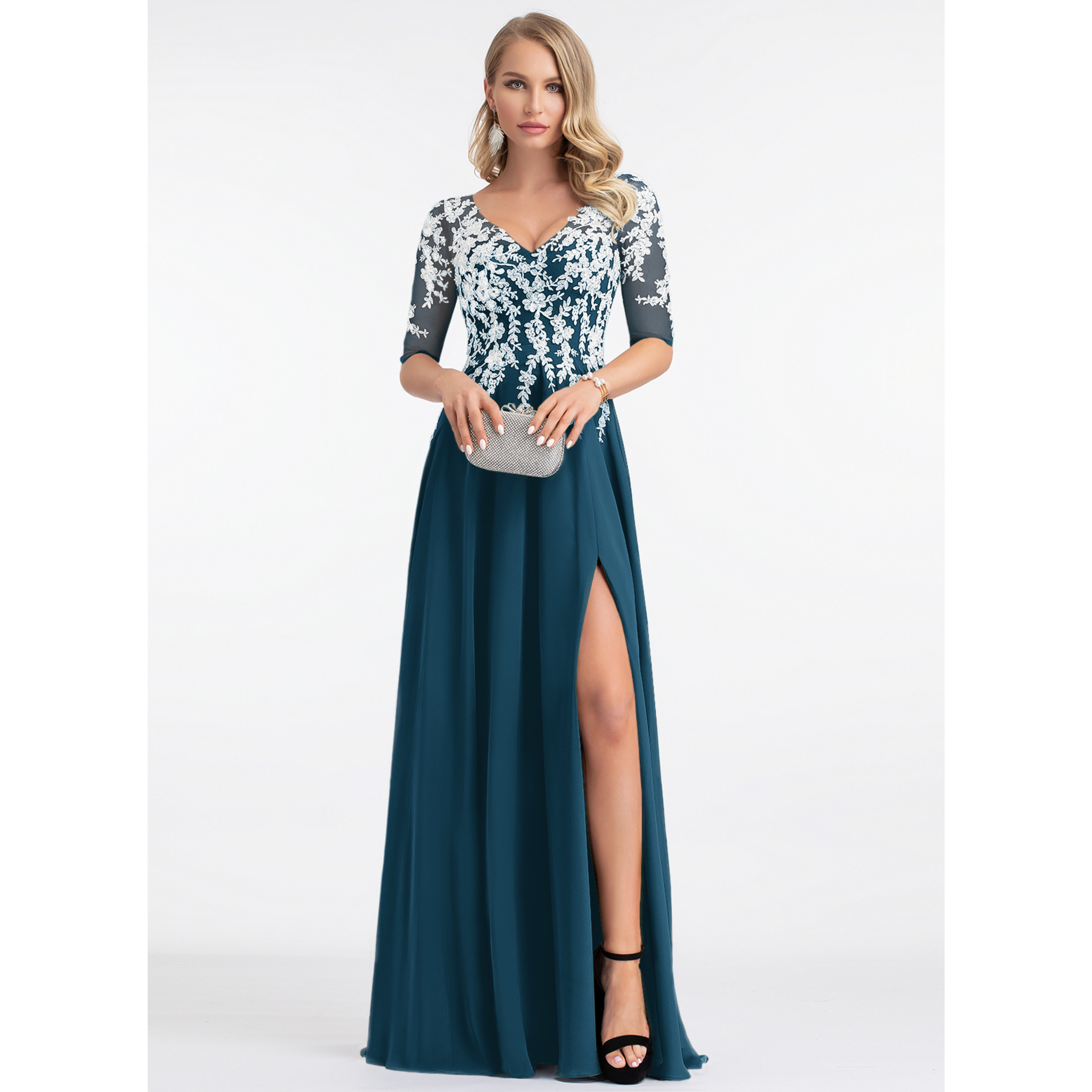 long sleeve navy dress midi Adrianna Papell Women's Long-Sleeve V-Neck Shirt Dress - Midnight