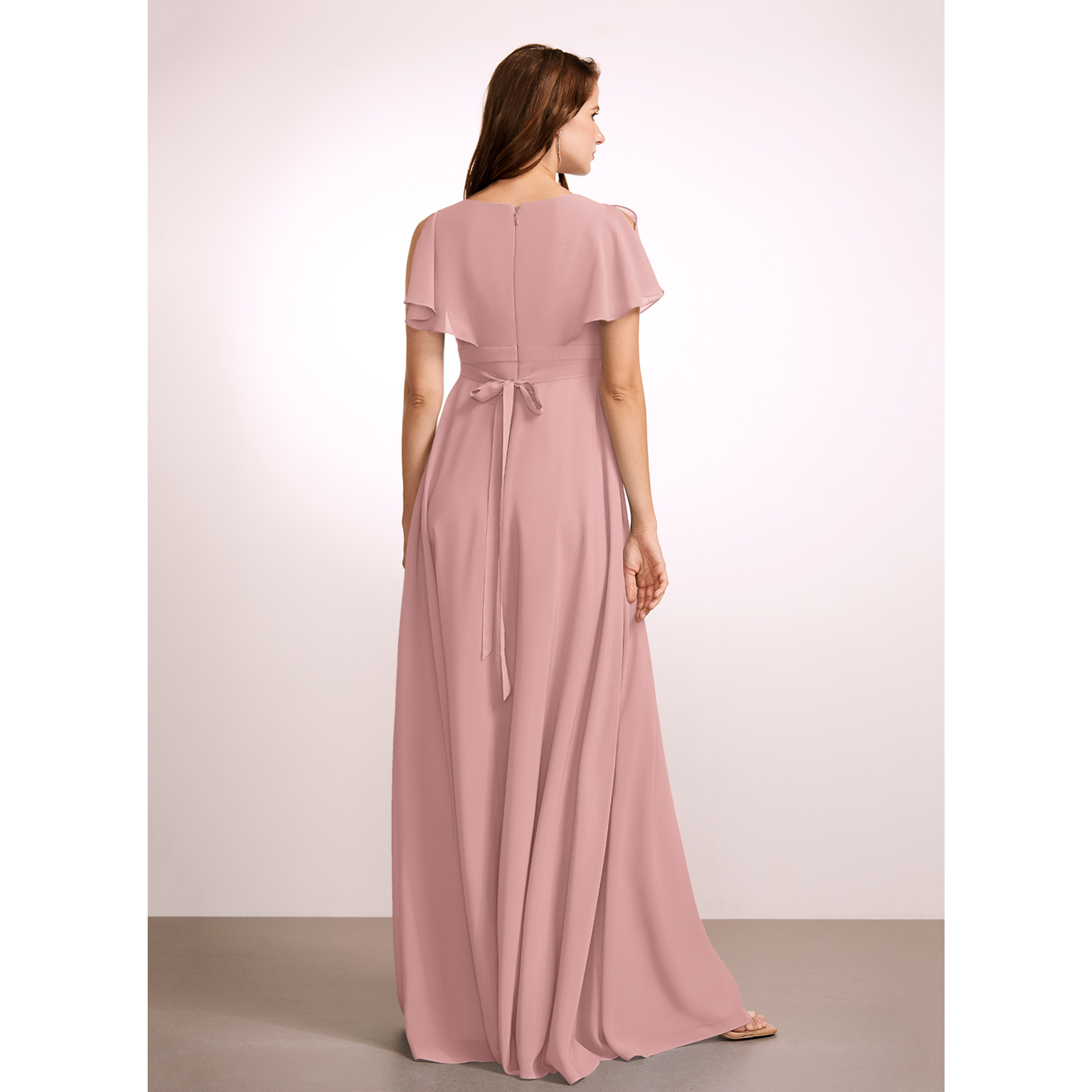 jjshouse maternity bridesmaid dresses JJ's House A-line V-Neck Floor-Length Chiffon Dress 2026 With Bow Pleated SIZE:US 12 unique black prom dress line skirt is beautifully Navy Blue Prom dresses