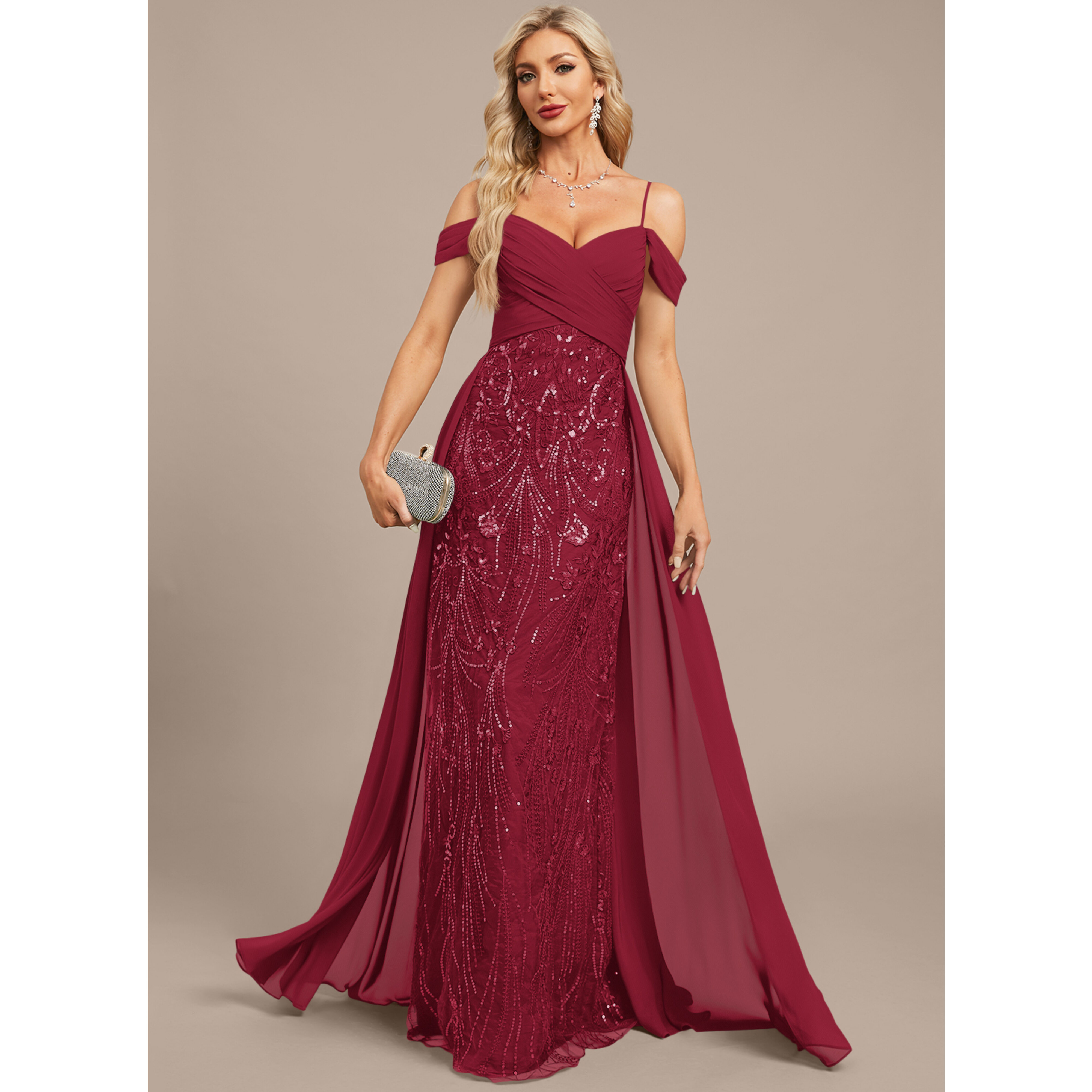 Josefina Sheath/Column Pleated Lace Mother of the Bride Dress