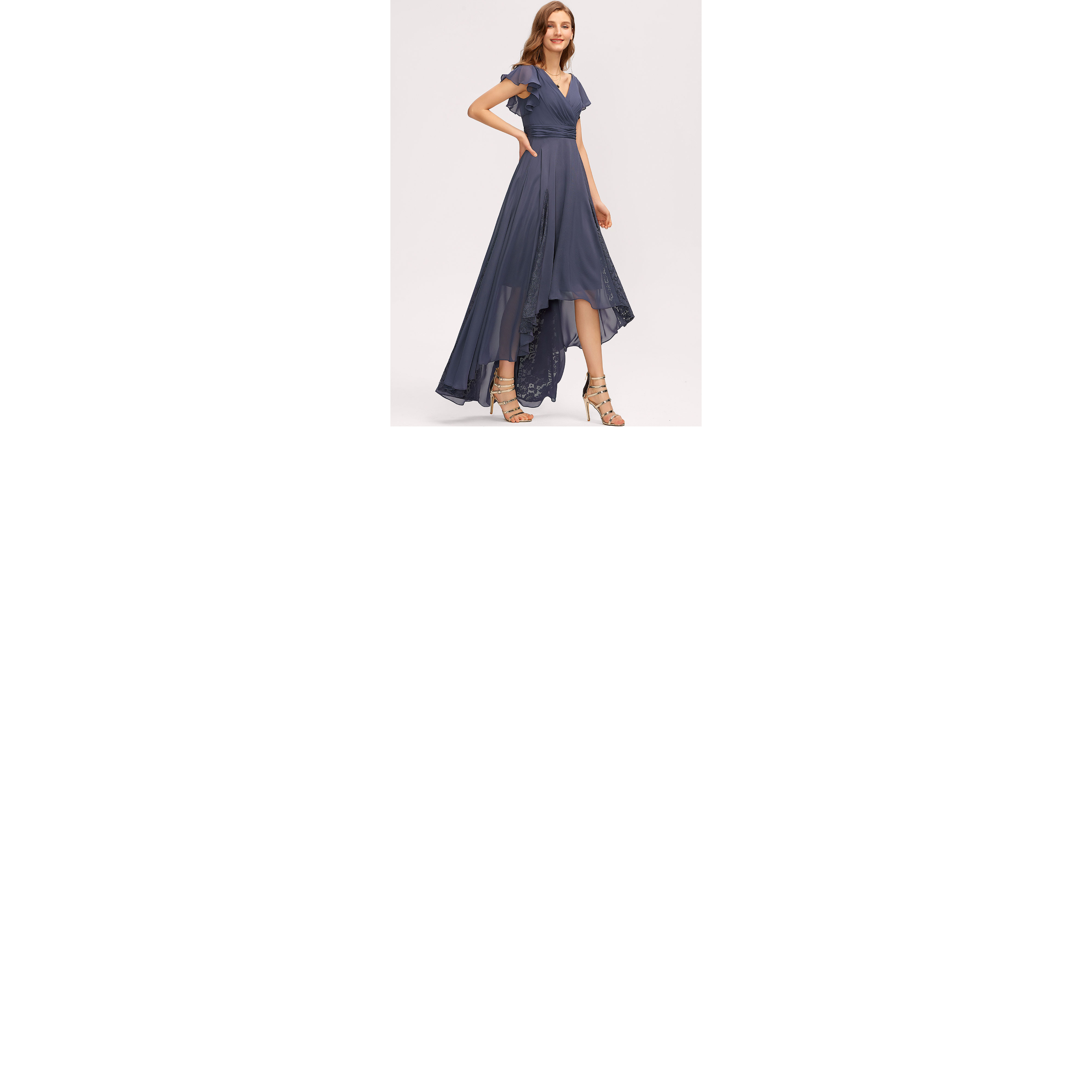 ice blue bridesmaid dresses with sleeves Cowl Back Satin Bridesmaid Dress
