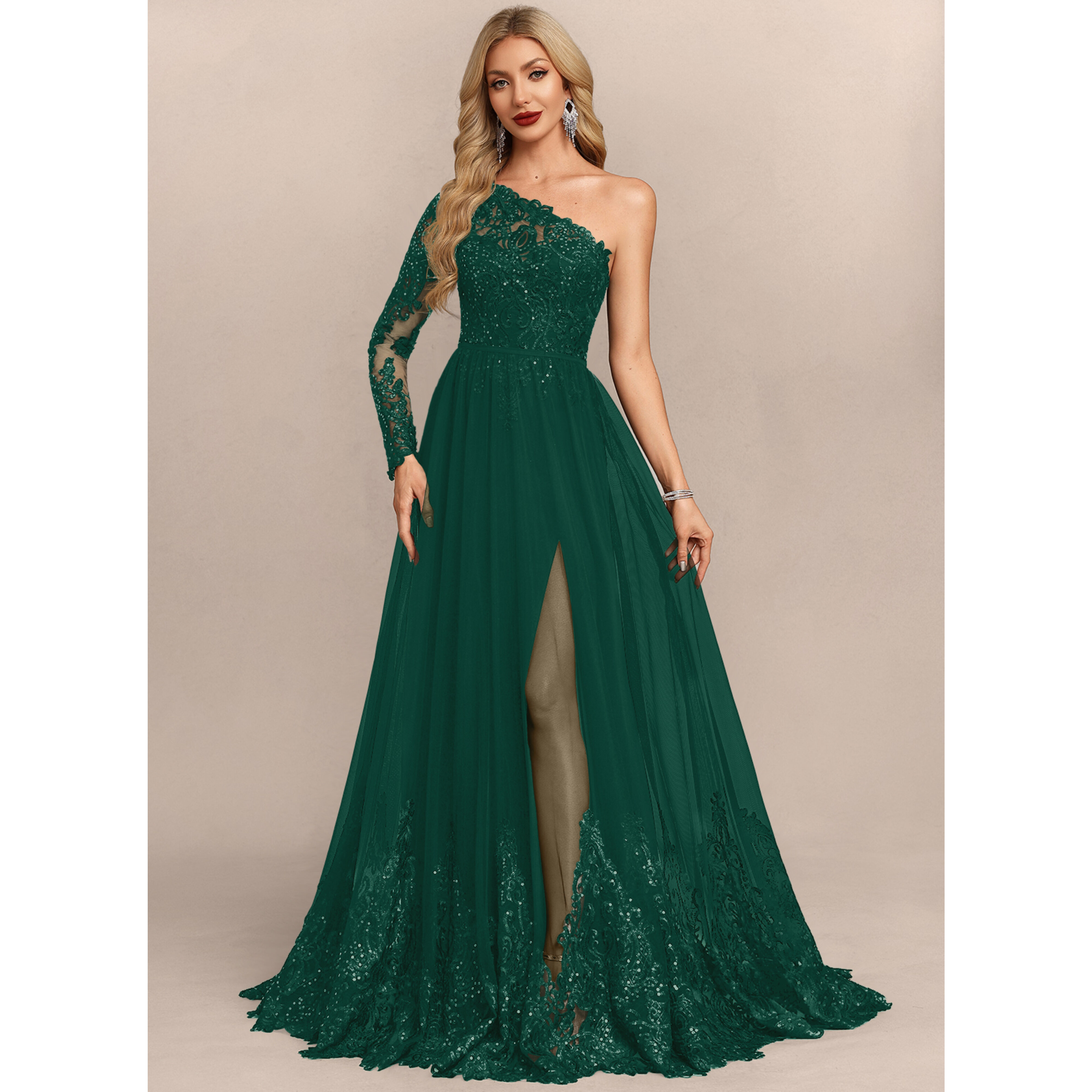 Lurella One Shoulder Chiffon Maxi Evening Dress | JJ's House