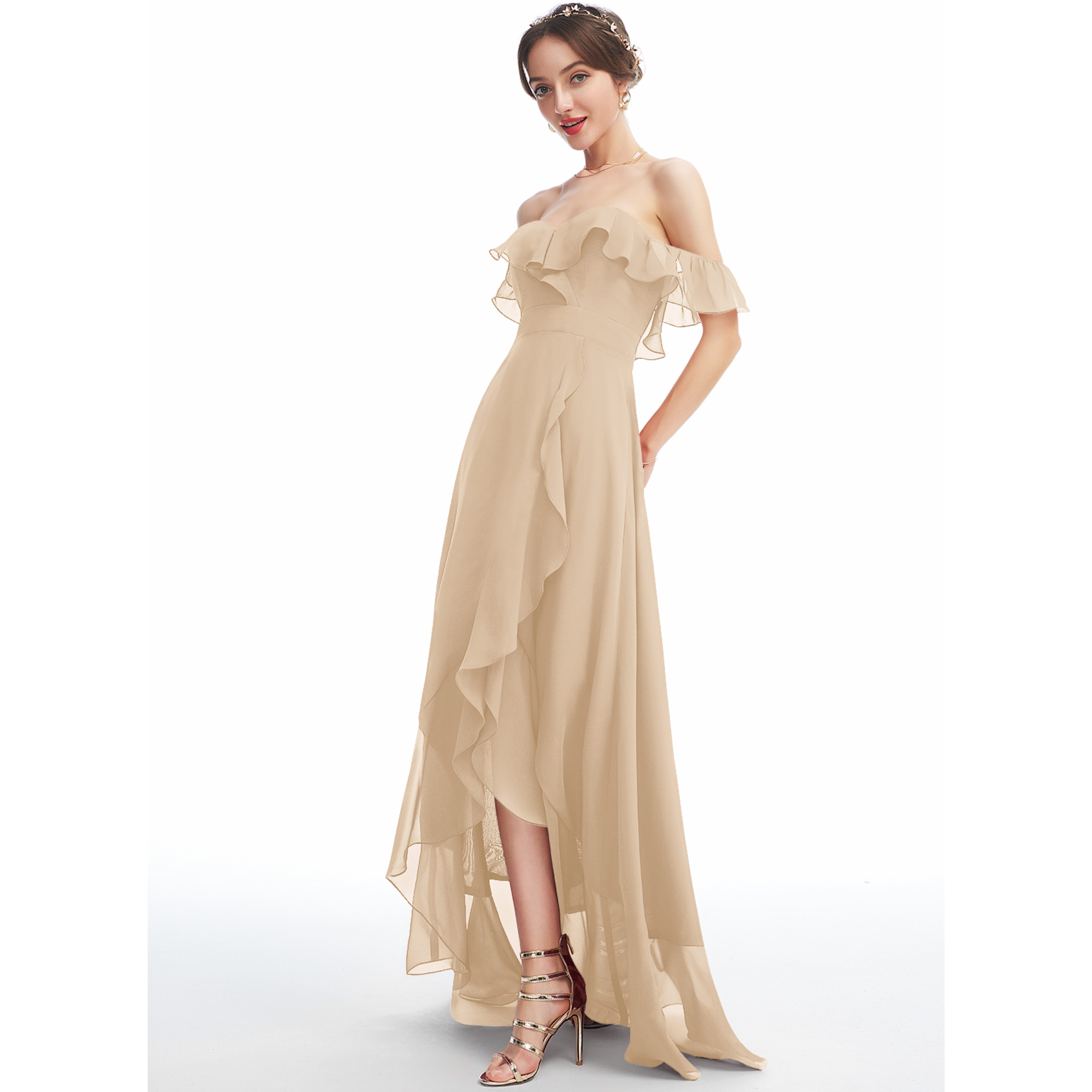 off the shoulder maxi dress with split Ivory Open Shoulder Maxi Dress With Slit