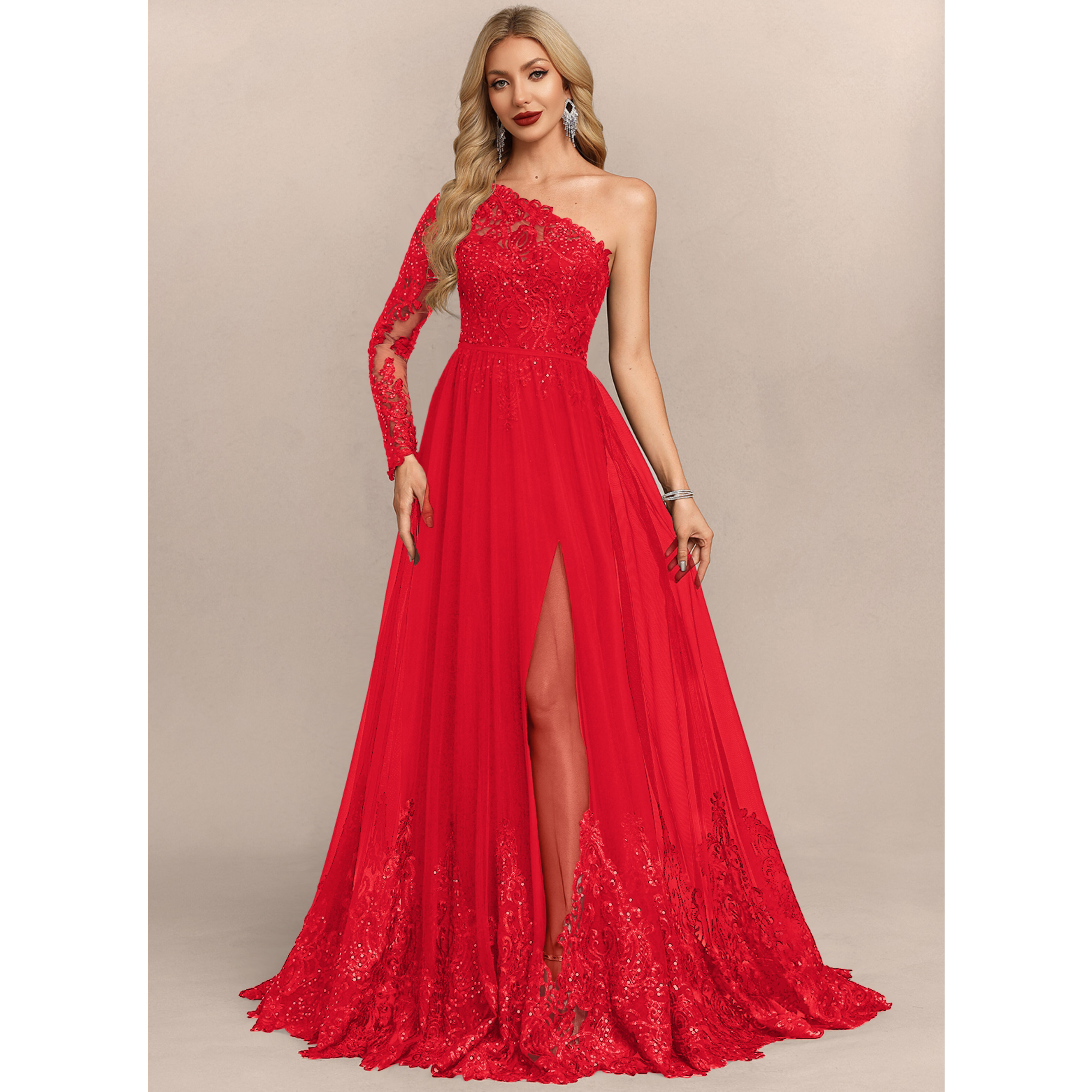 Lurella One Shoulder Chiffon Maxi Evening Dress | JJ's House