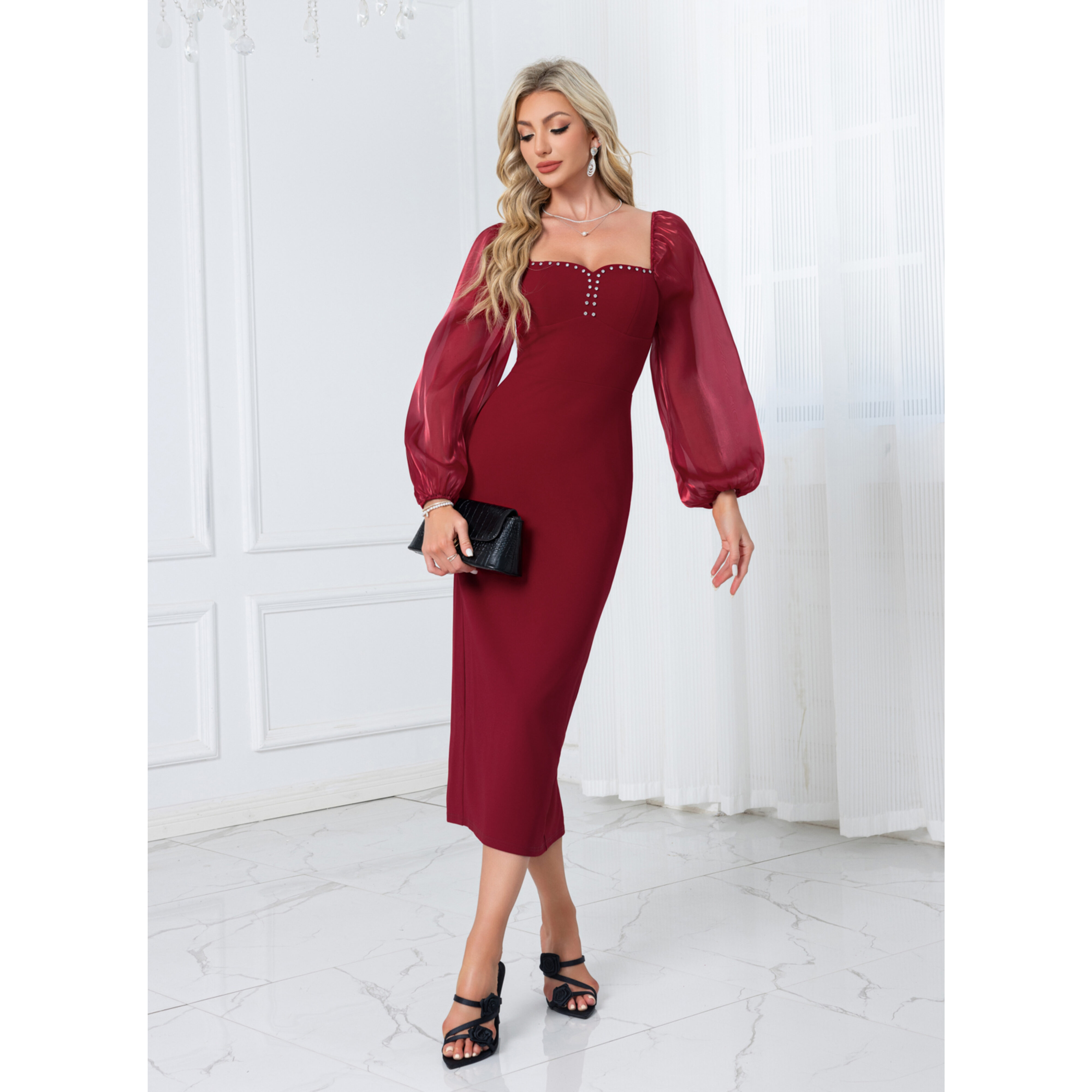 Vhairie Chiffon Midi Dress | JJ's House