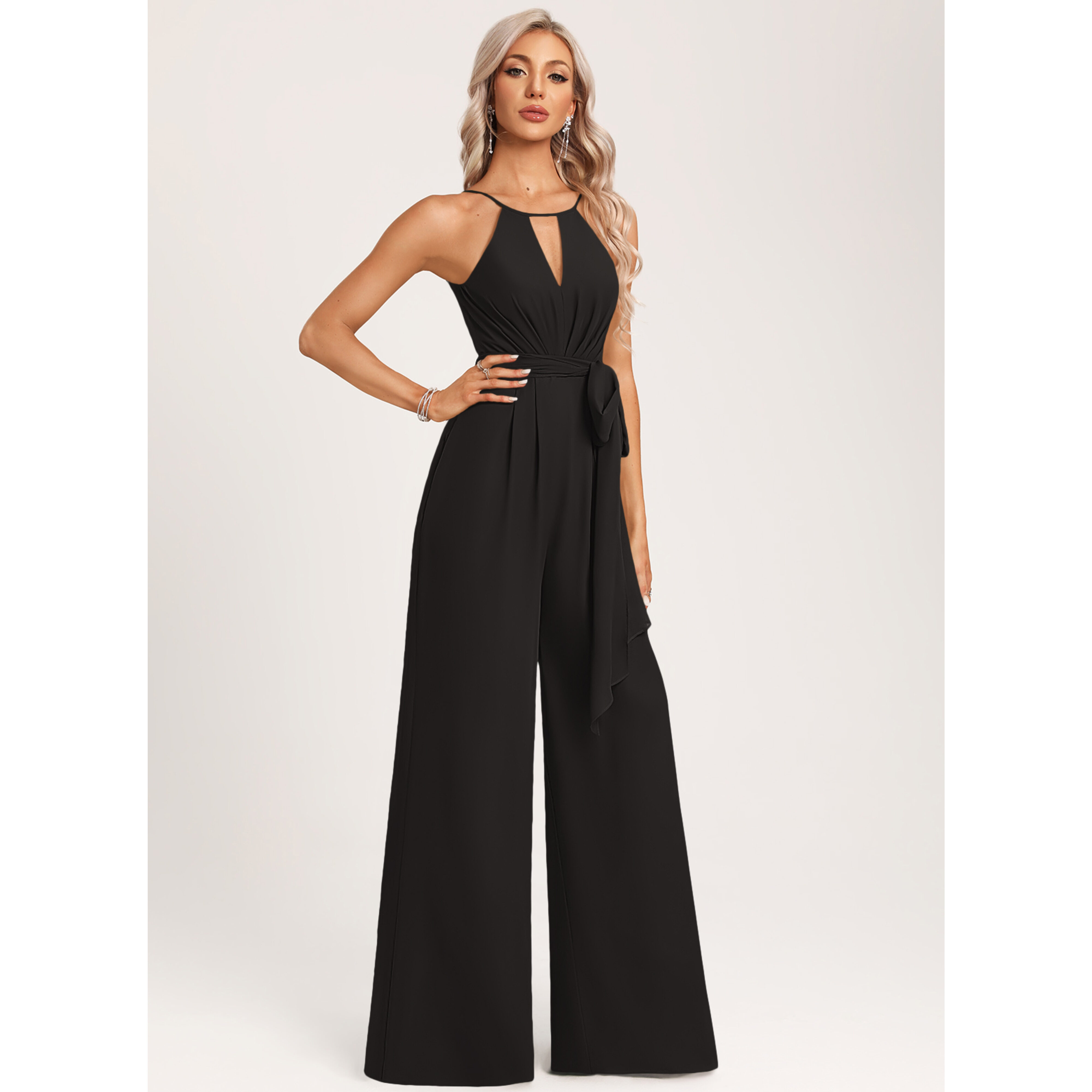 Safara Halter Chiffon Bridesmaid Jumpsuit | JJ's House