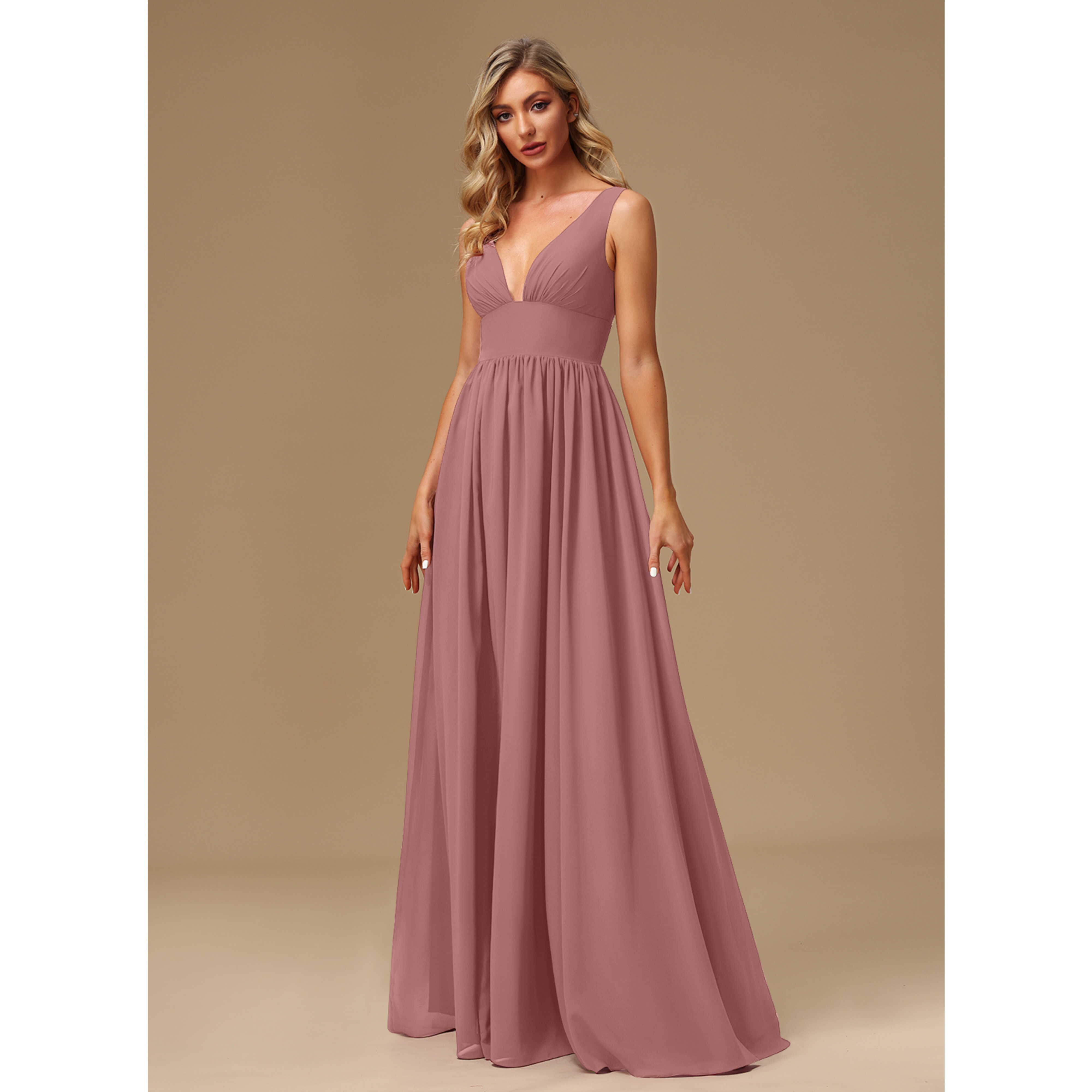 net bridesmaid dresses JJ's House A-line V-Neck Floor-Length Chiffon Dress 2026 Comfortable Ballroom Dance Shoes