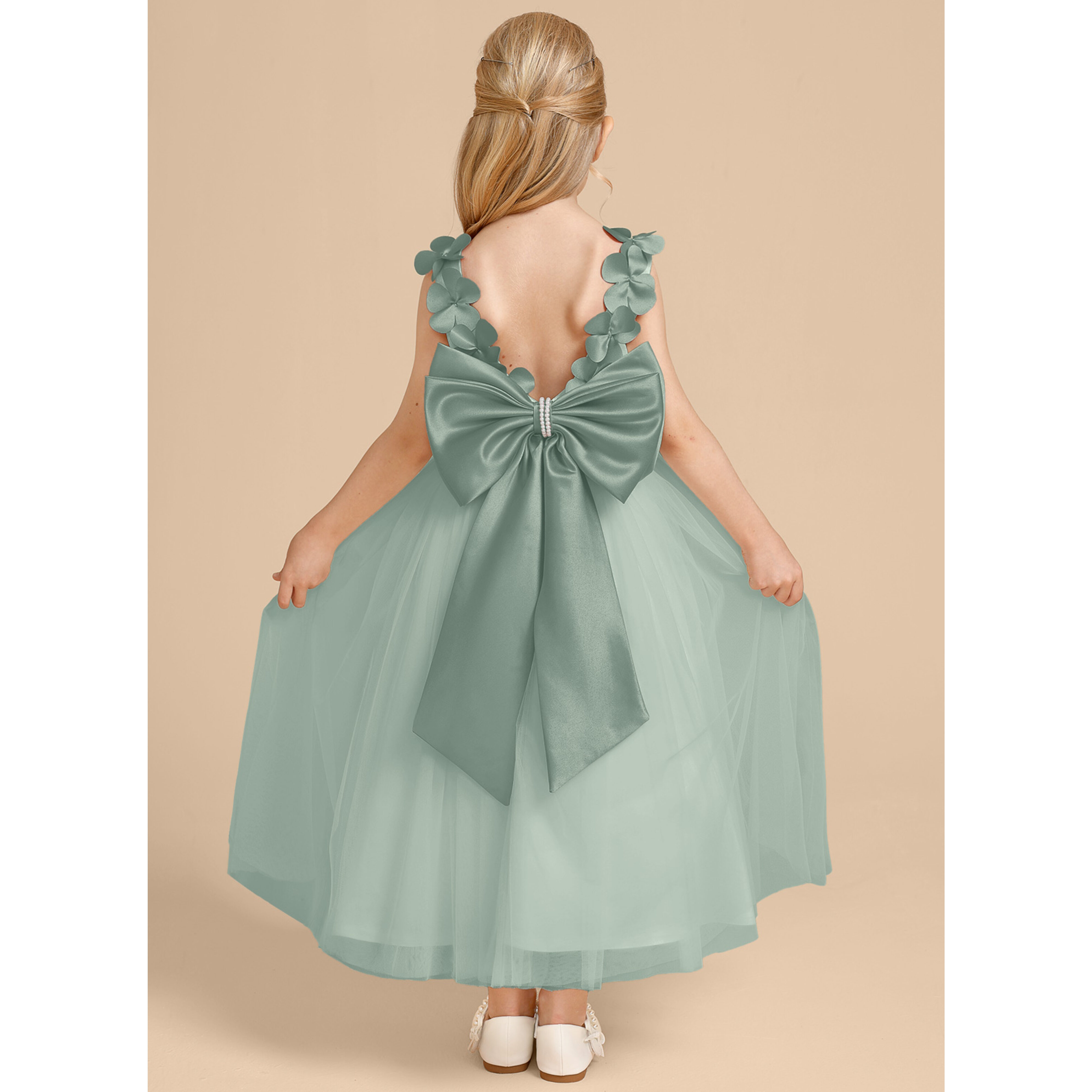 Helene A-line Bow Tulle Flower Girl Dress | JJ's House