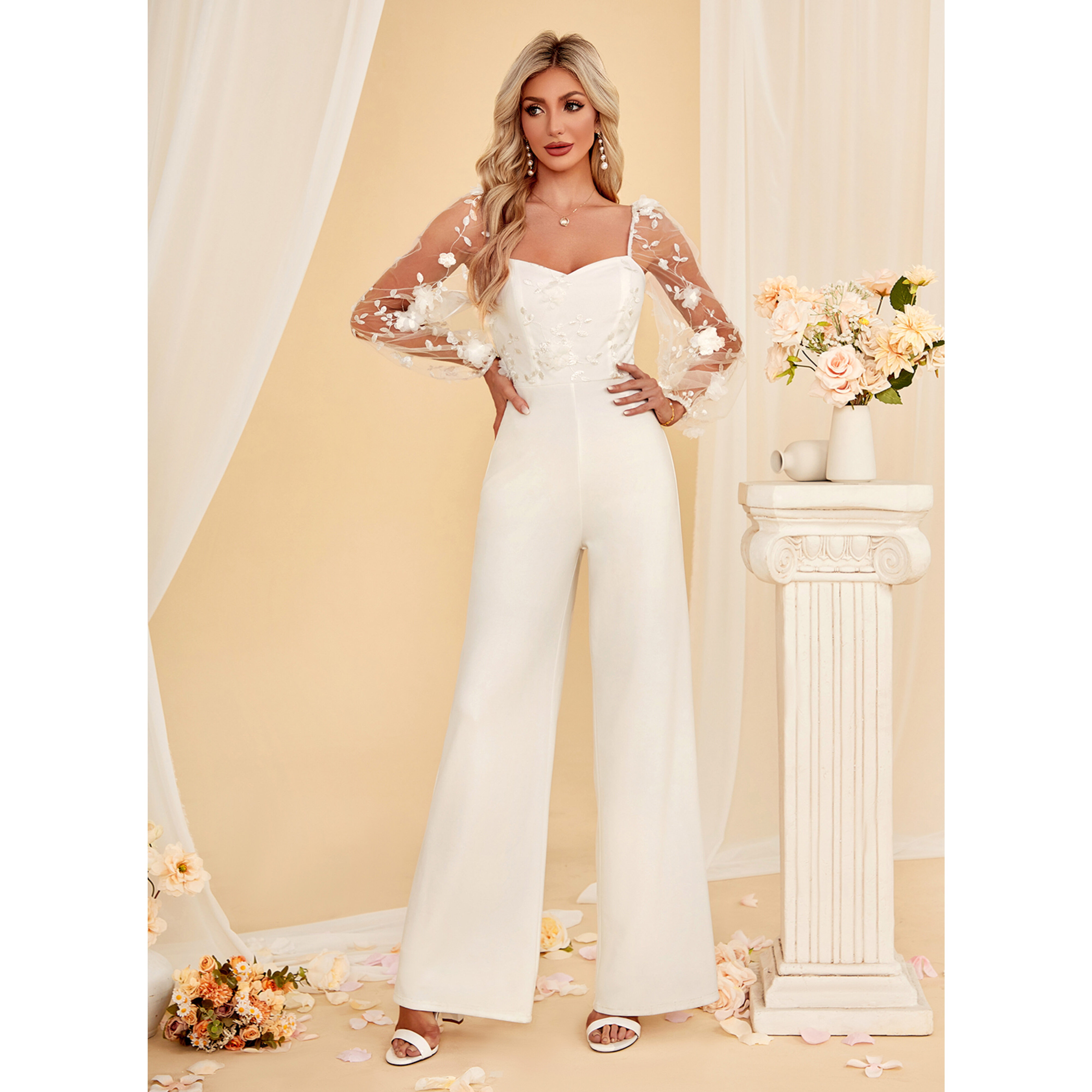 Tonantzin Flower Stretch Crepe Maxi Cocktail Jumpsuit | JJ's House