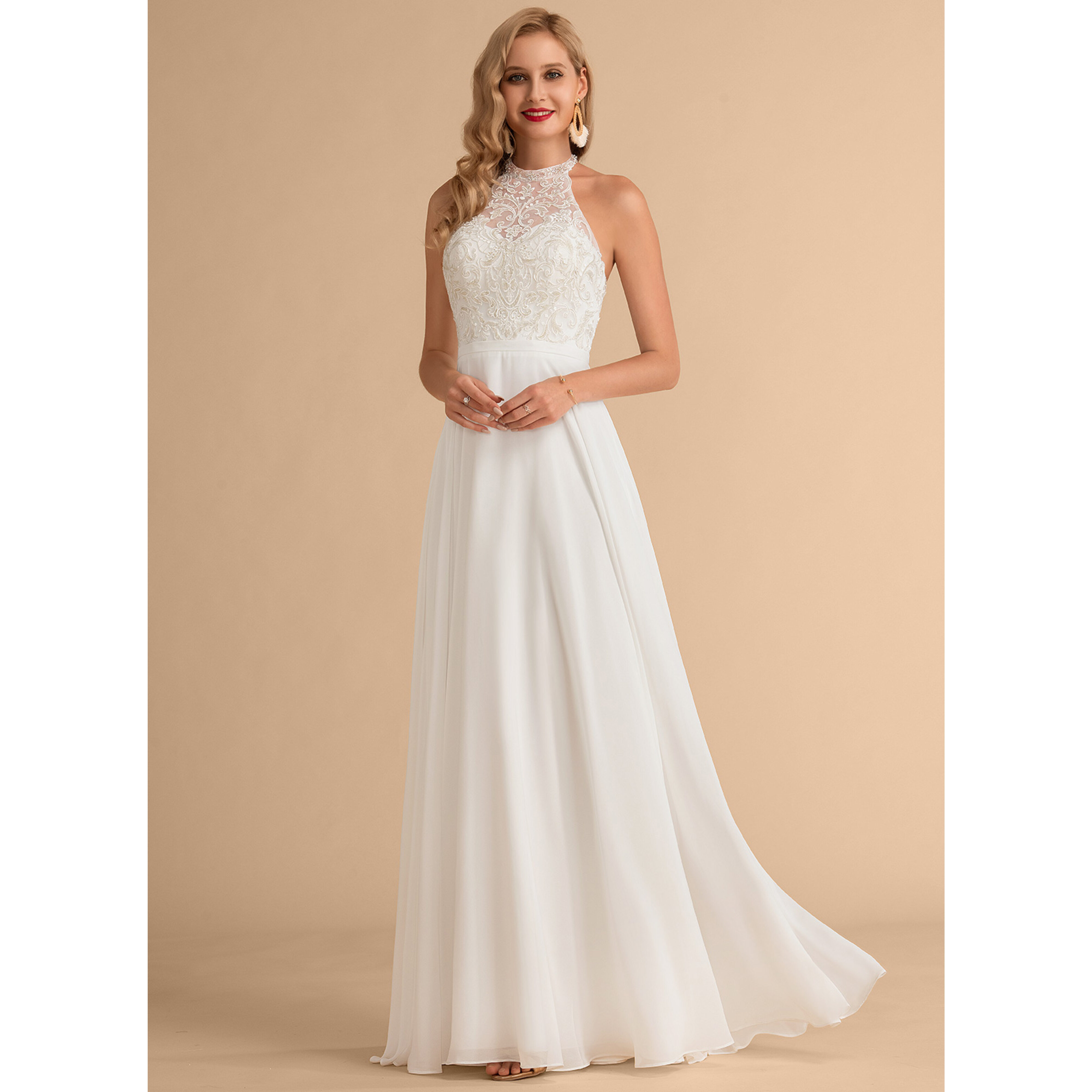 maiden bridesmaid dresses HIGH NECK SWEETHEART LACE WEDDING GOWN
