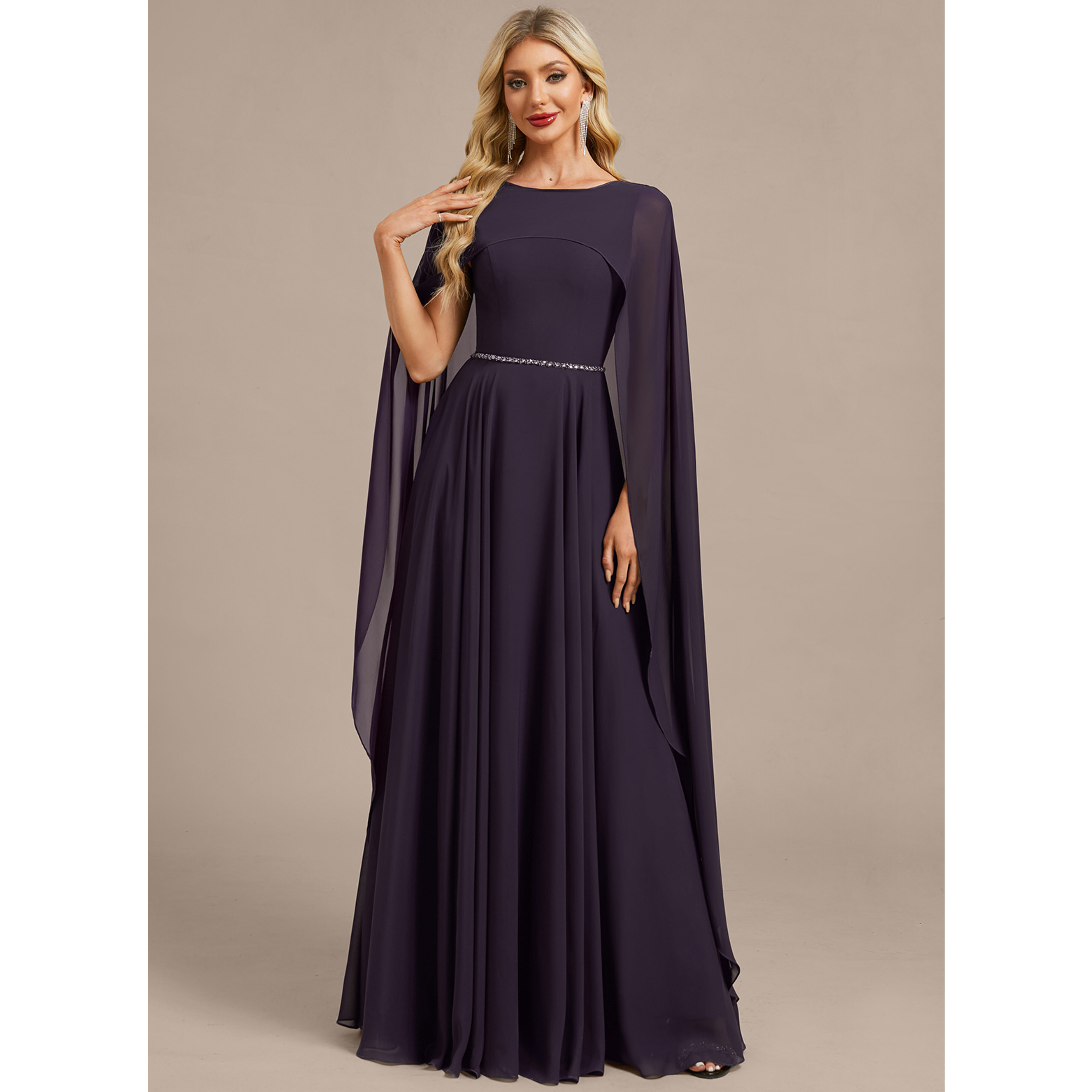 Azaleia Cape Chiffon Maxi Evening Dress | JJ's House