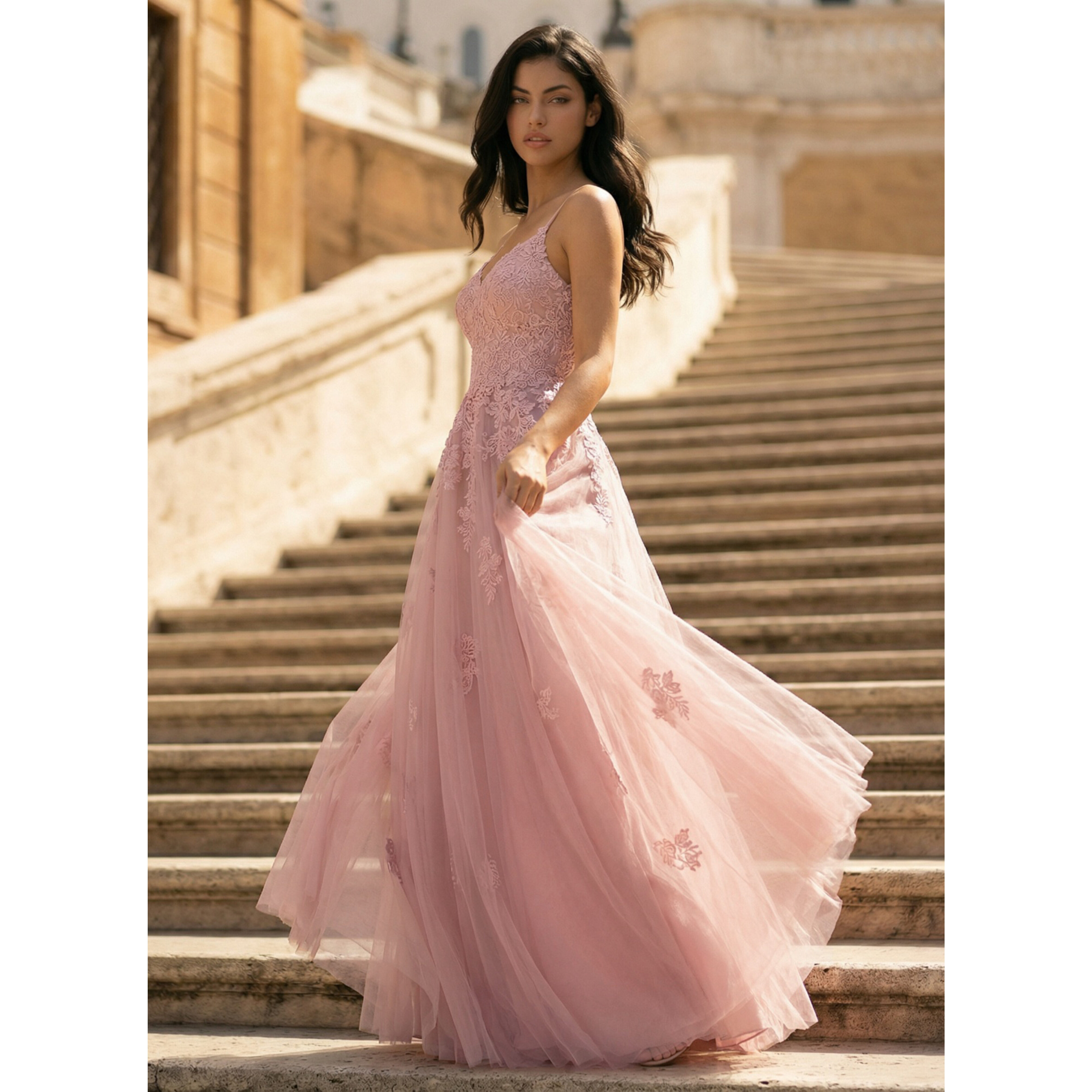 Clare V-Neck Spaghetti Straps Sequins Tulle Prom Dress | JJ's House