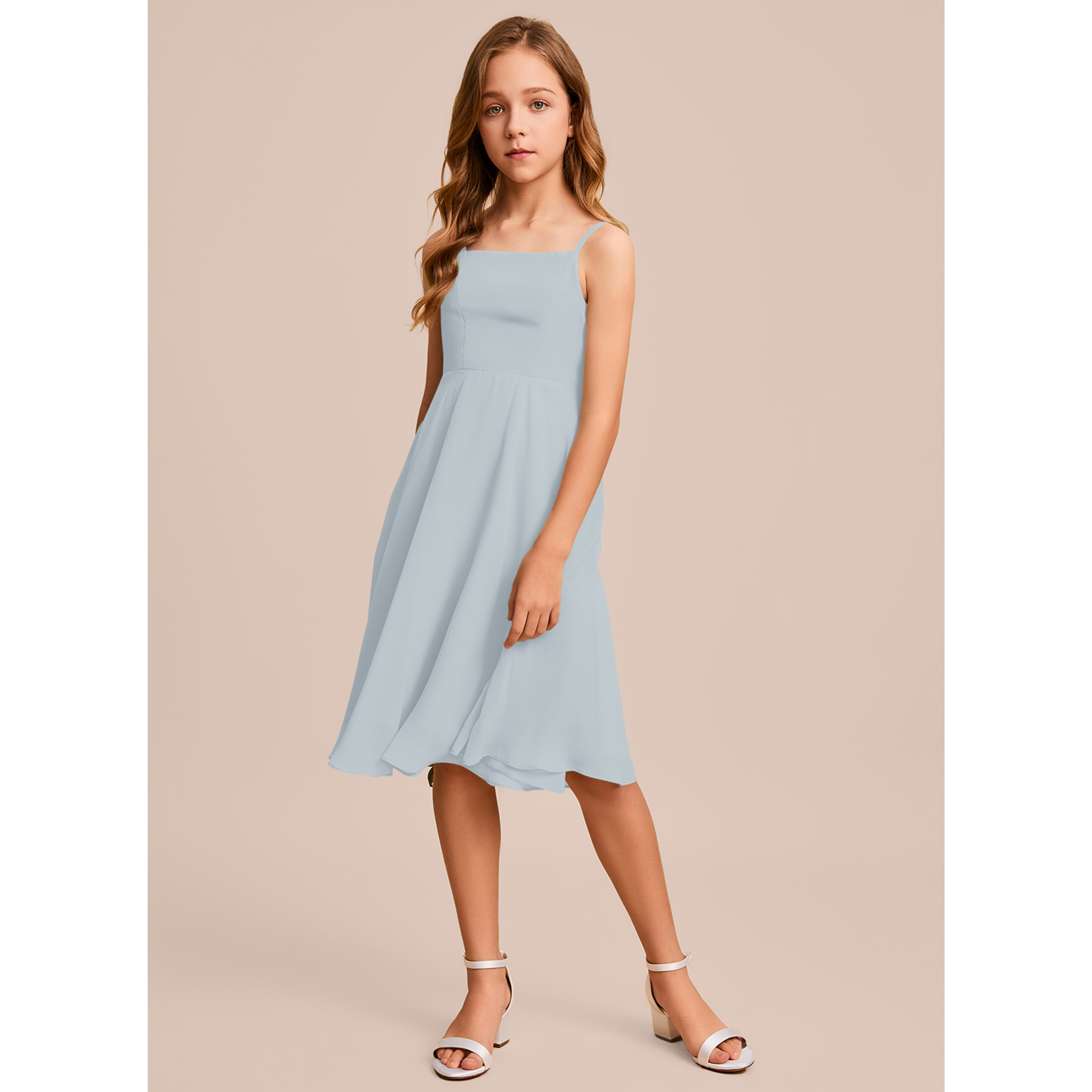 jj's house junior bridesmaid dresses Ginebra A-line Stretch Satin Junior Bridesmaid Dress