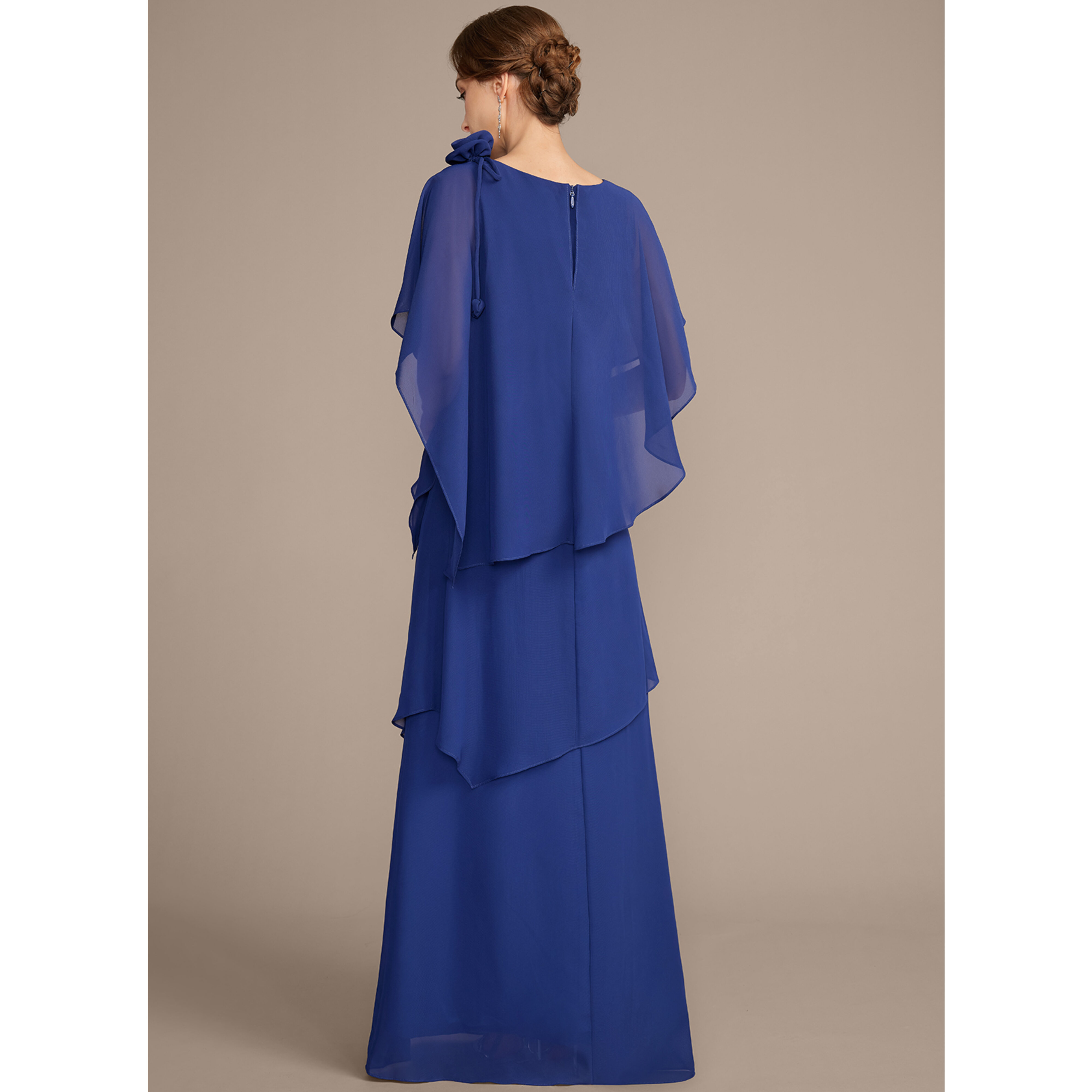 Zaelyn A-line Cape Chiffon Mother of the Bride Dress | JJ's House
