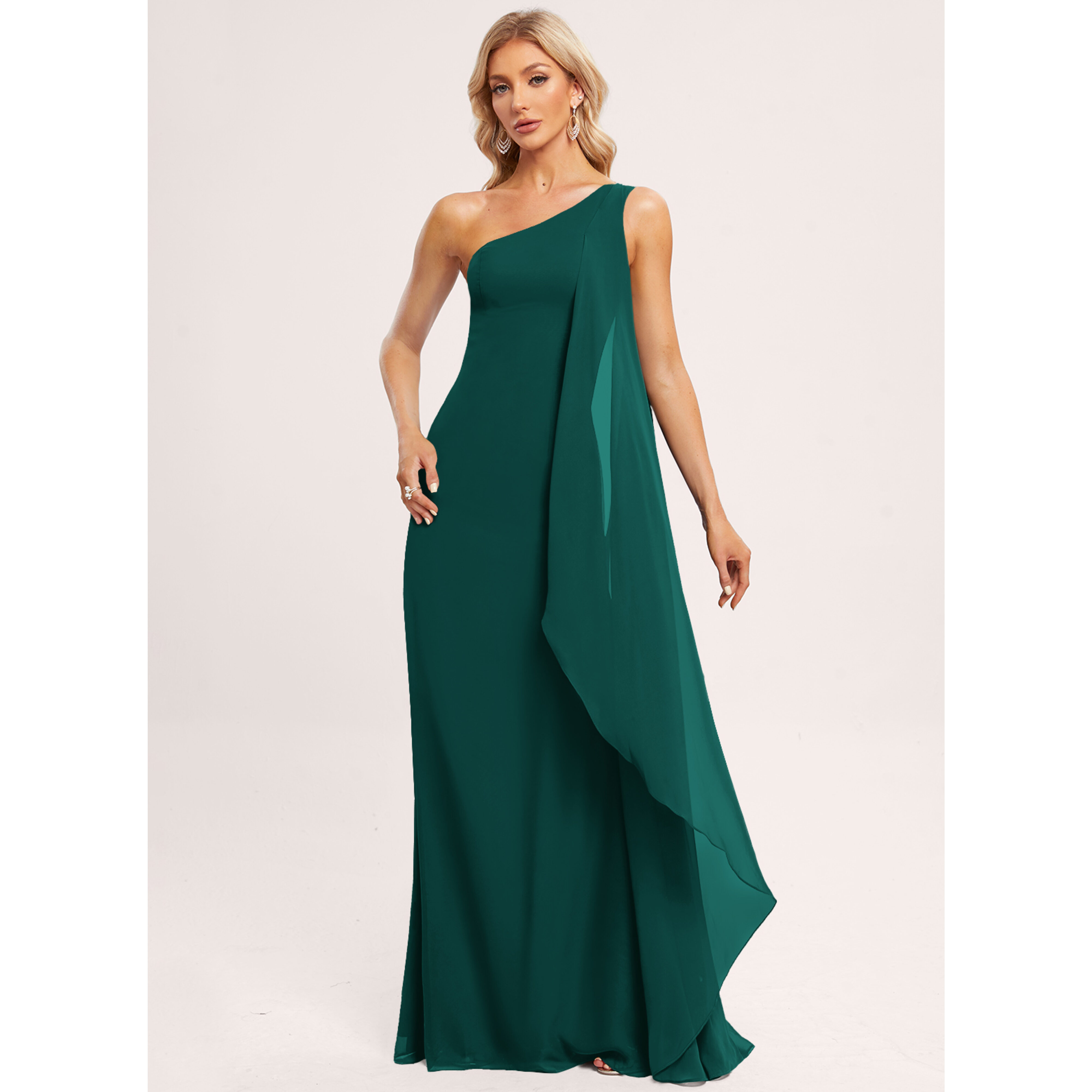 one shoulder net dress Nadia One Shoulder Maxi Dress - Sage