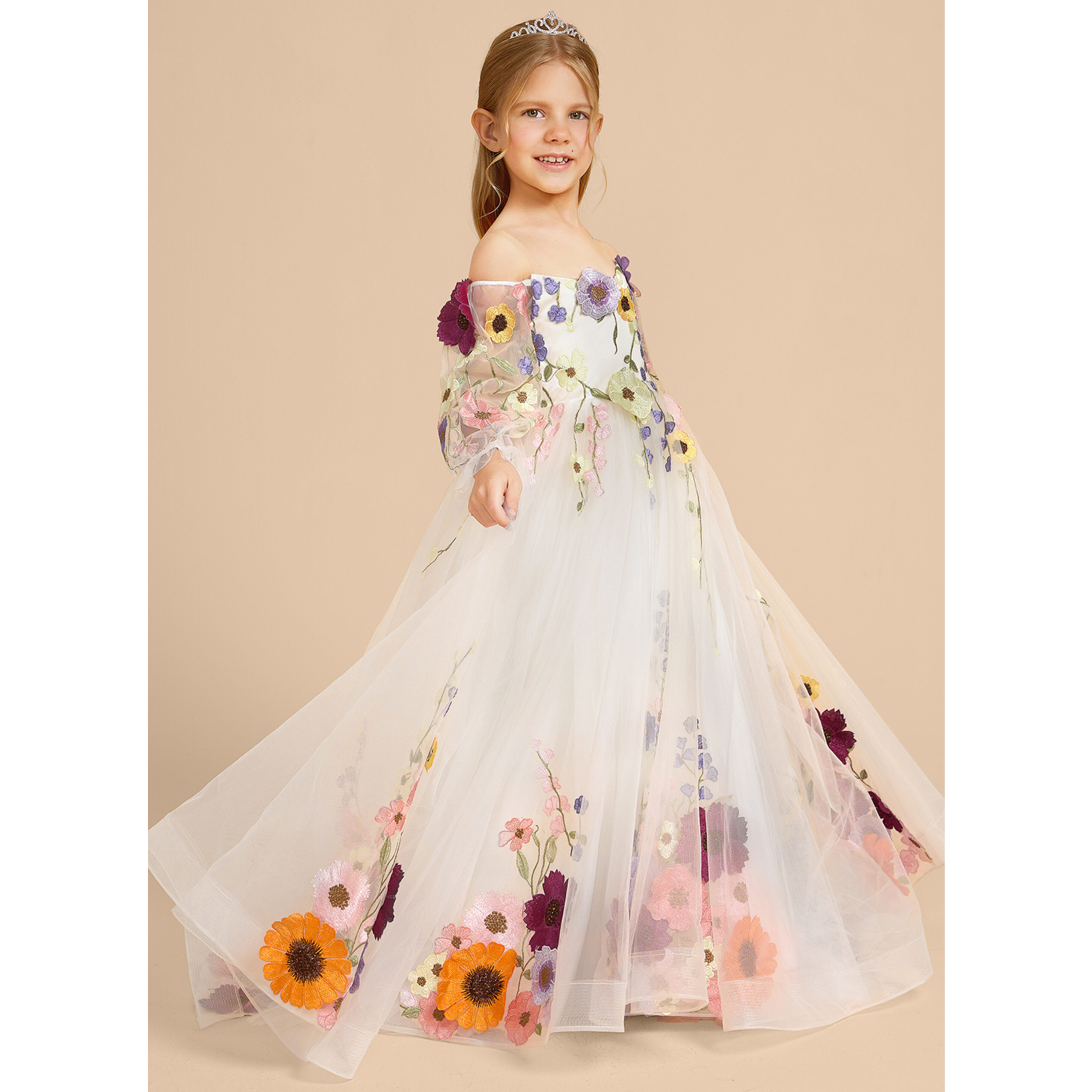 JYUNI PLUS FLOWER TULLE DRESS チュールドレス Josely Ball-Gown/Princess Tulle Flower Girl Dress | JJ's House
