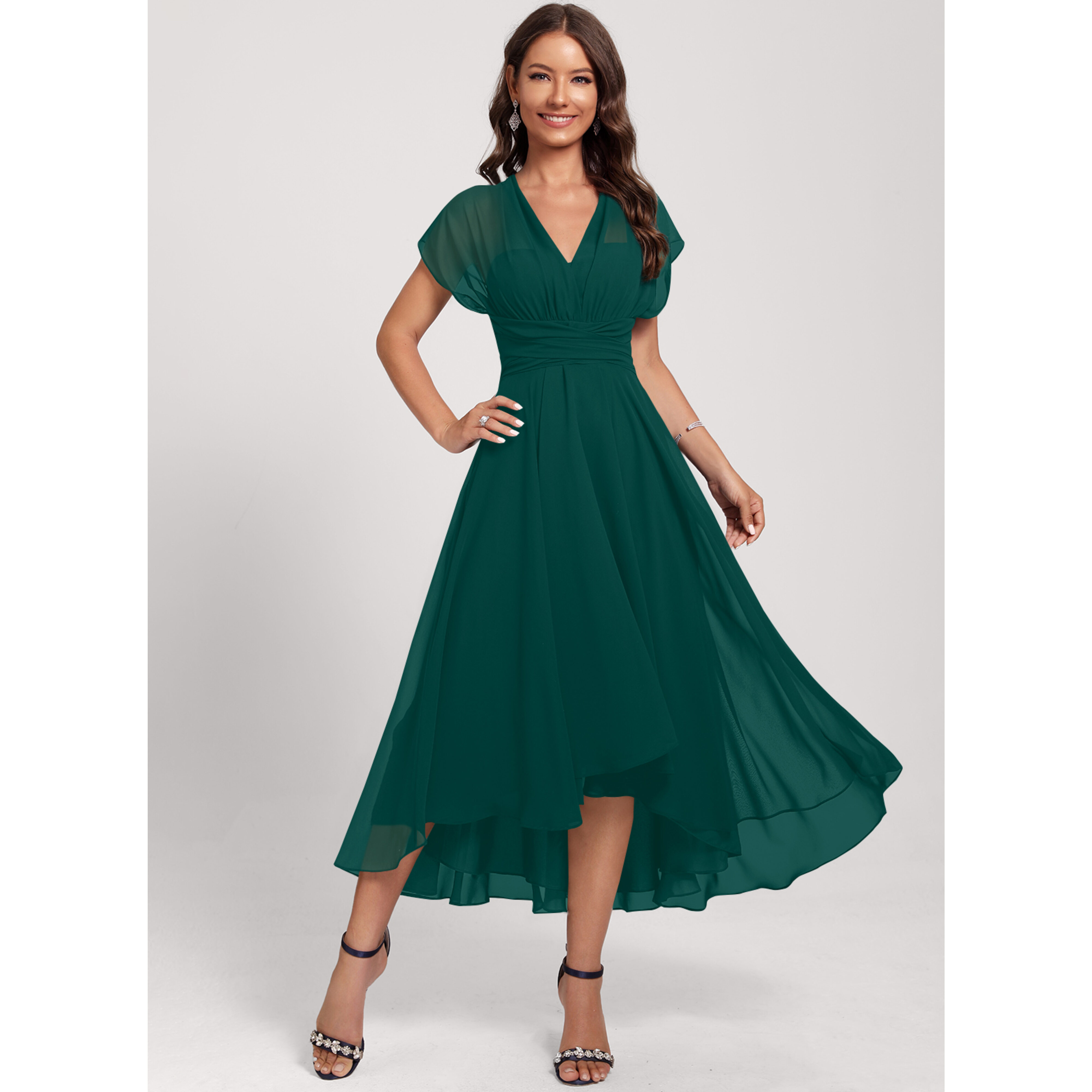 Xylia One Shoulder Scarf Chiffon Midi Cocktail Dress | JJ's House