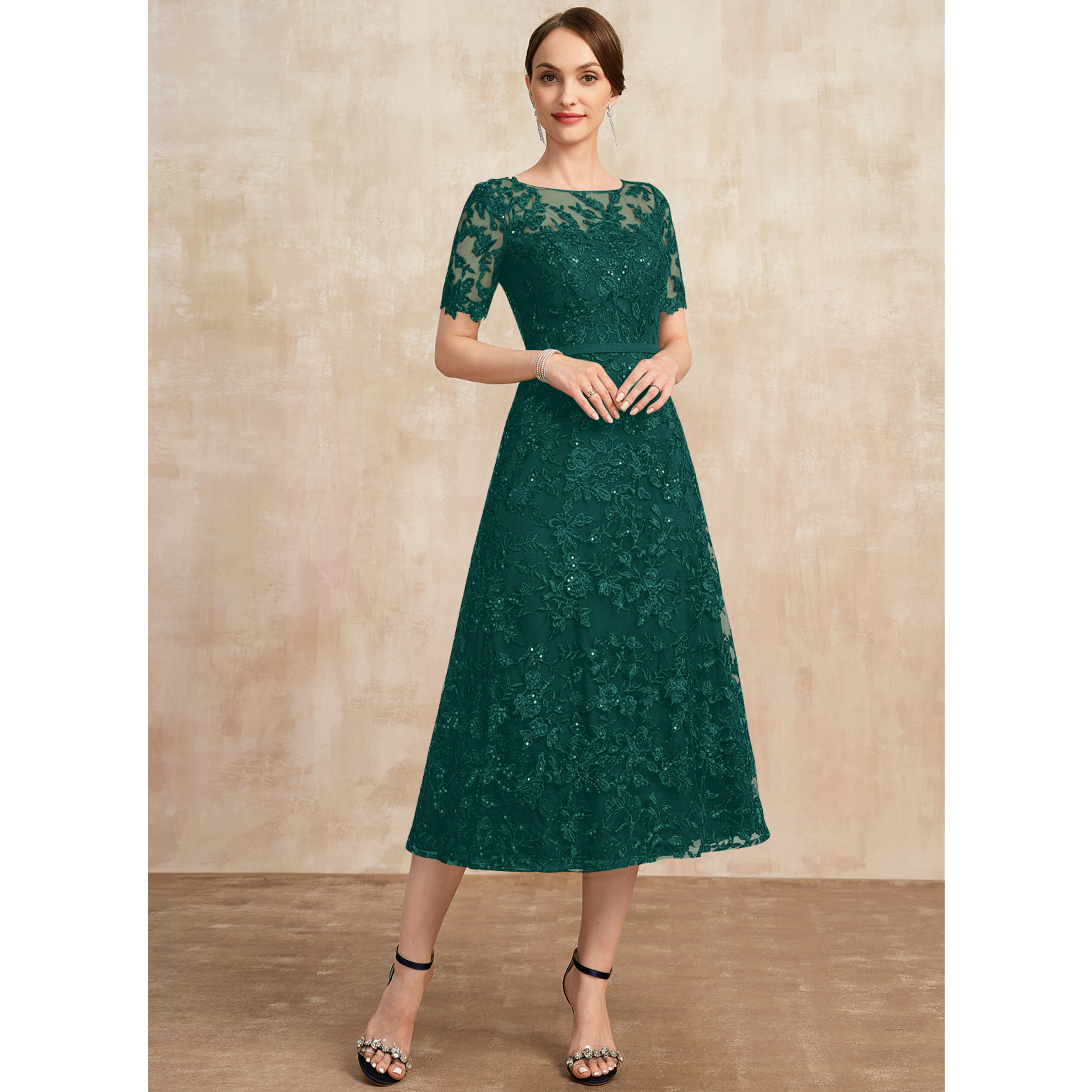 Wynnia A-line Sequins Lace Mother of the Bride Dress | JJ's House