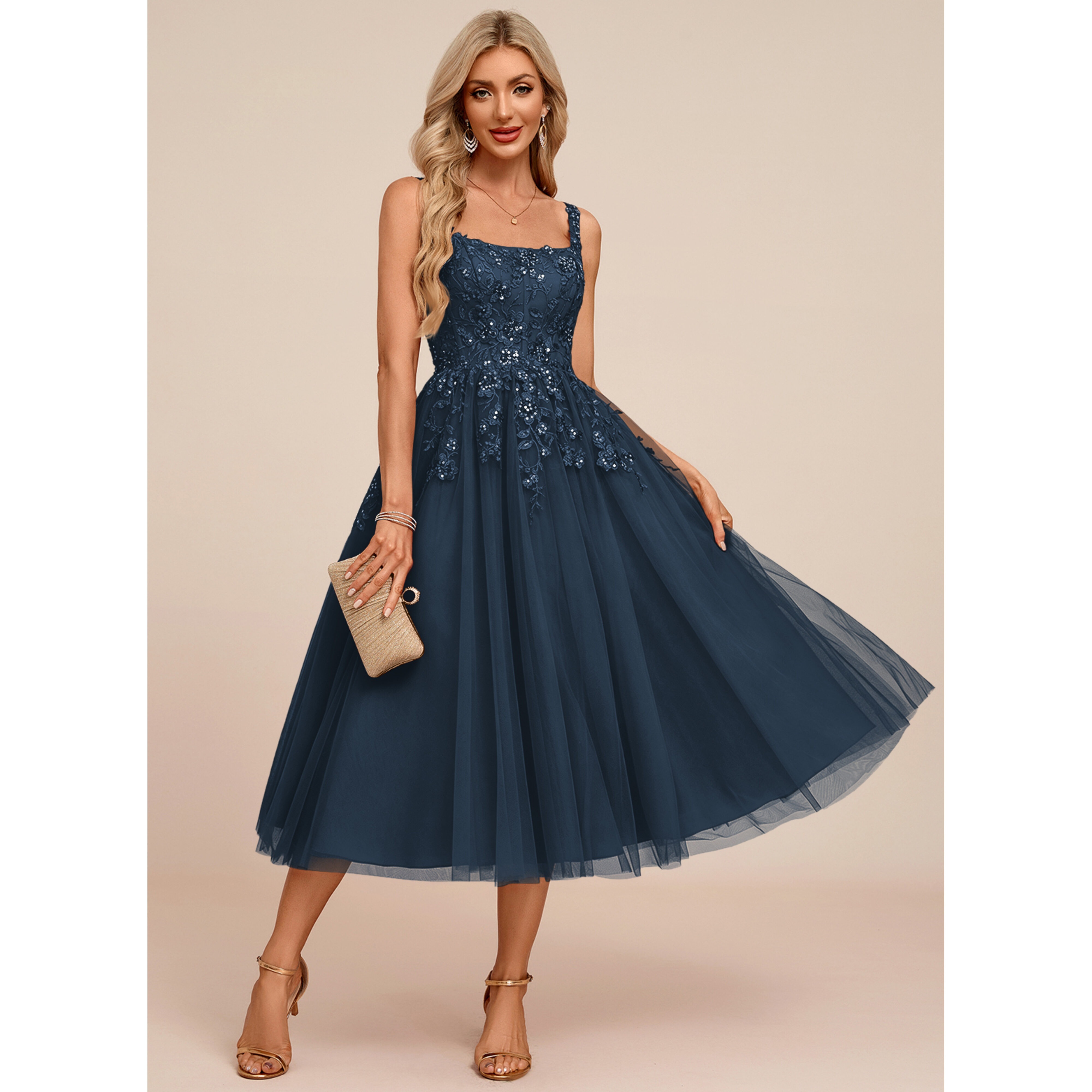 Aelwen Tulle Midi Cocktail Dress | JJ's House