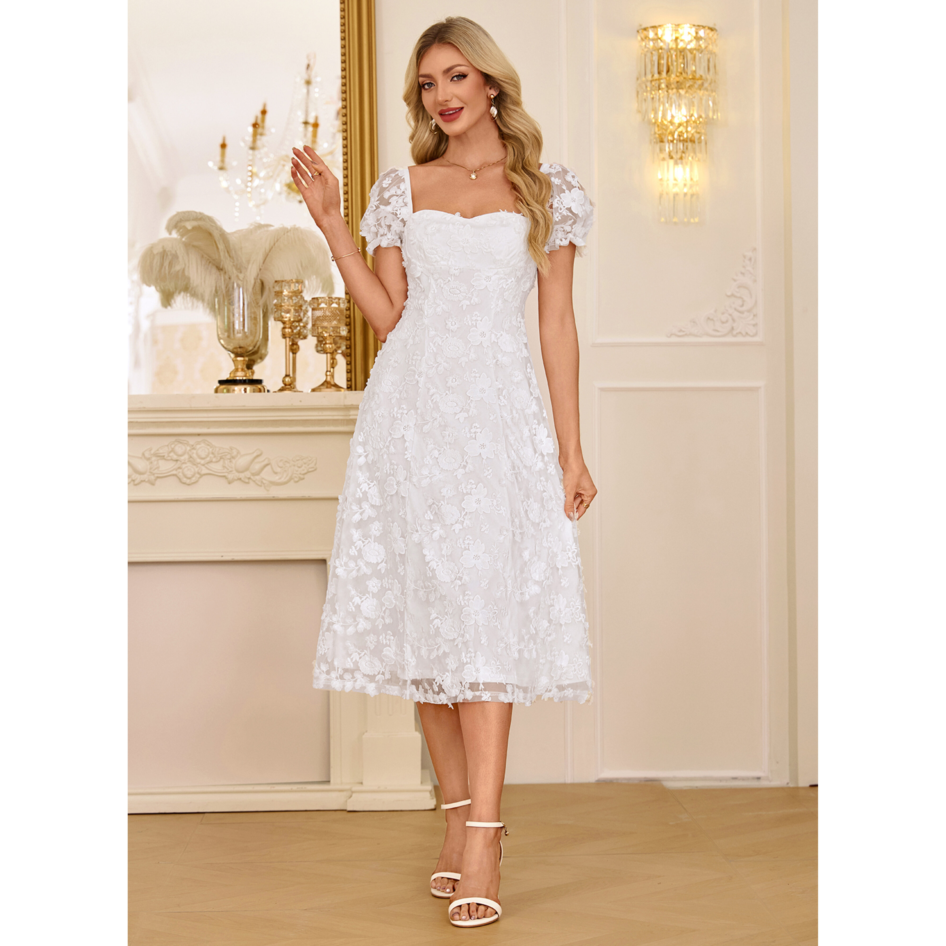 Viviane Fringe Trim Lace Midi Dress | JJ's House